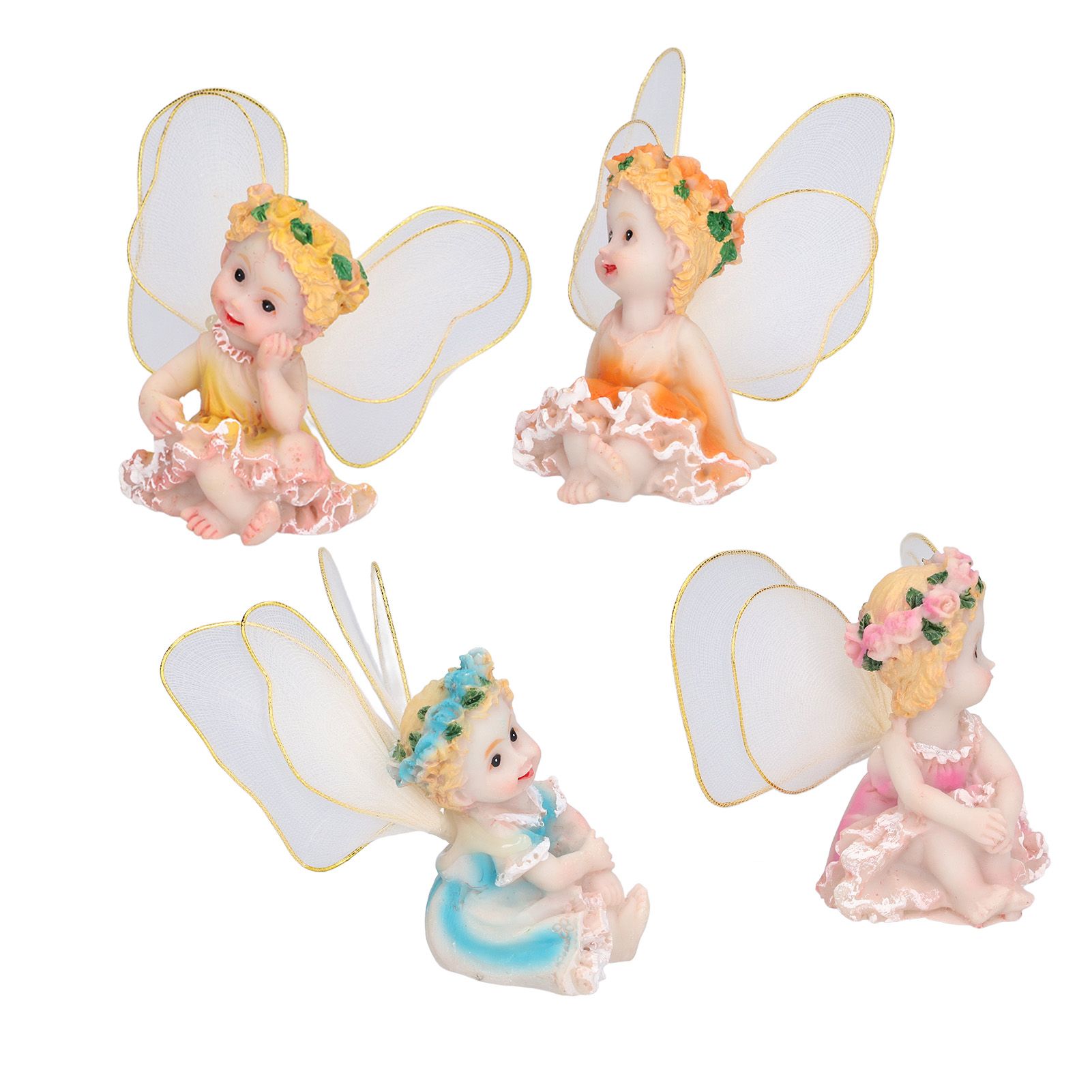 4Pcs Flower Fairies Figurines Garden Home Ornament Fairy Figures Resin Craft view 9