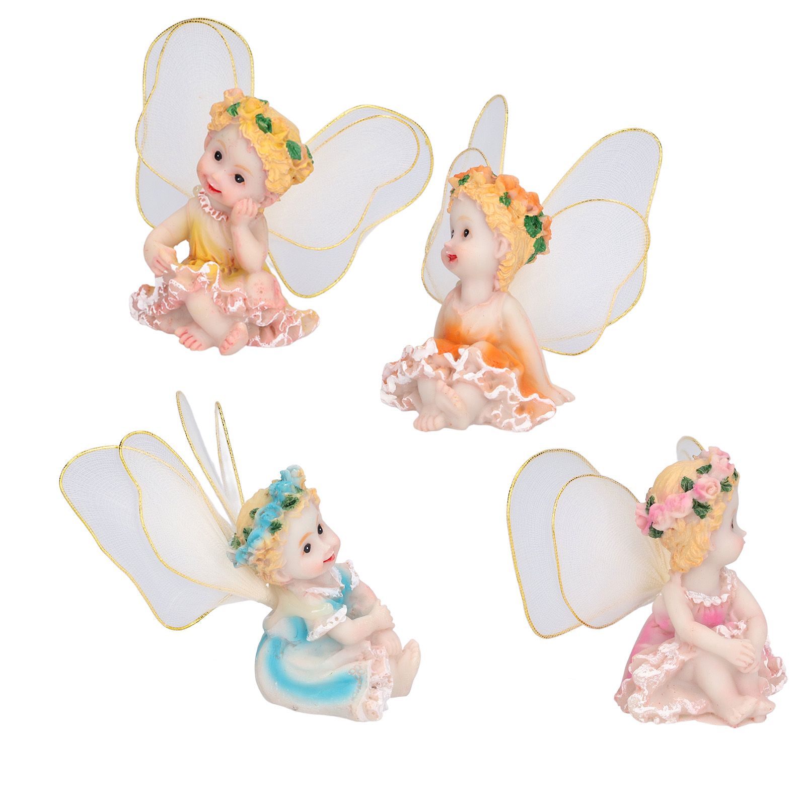 4Pcs Flower Fairies Figurines Garden Home Ornament Fairy Figures Resin Craft view 10