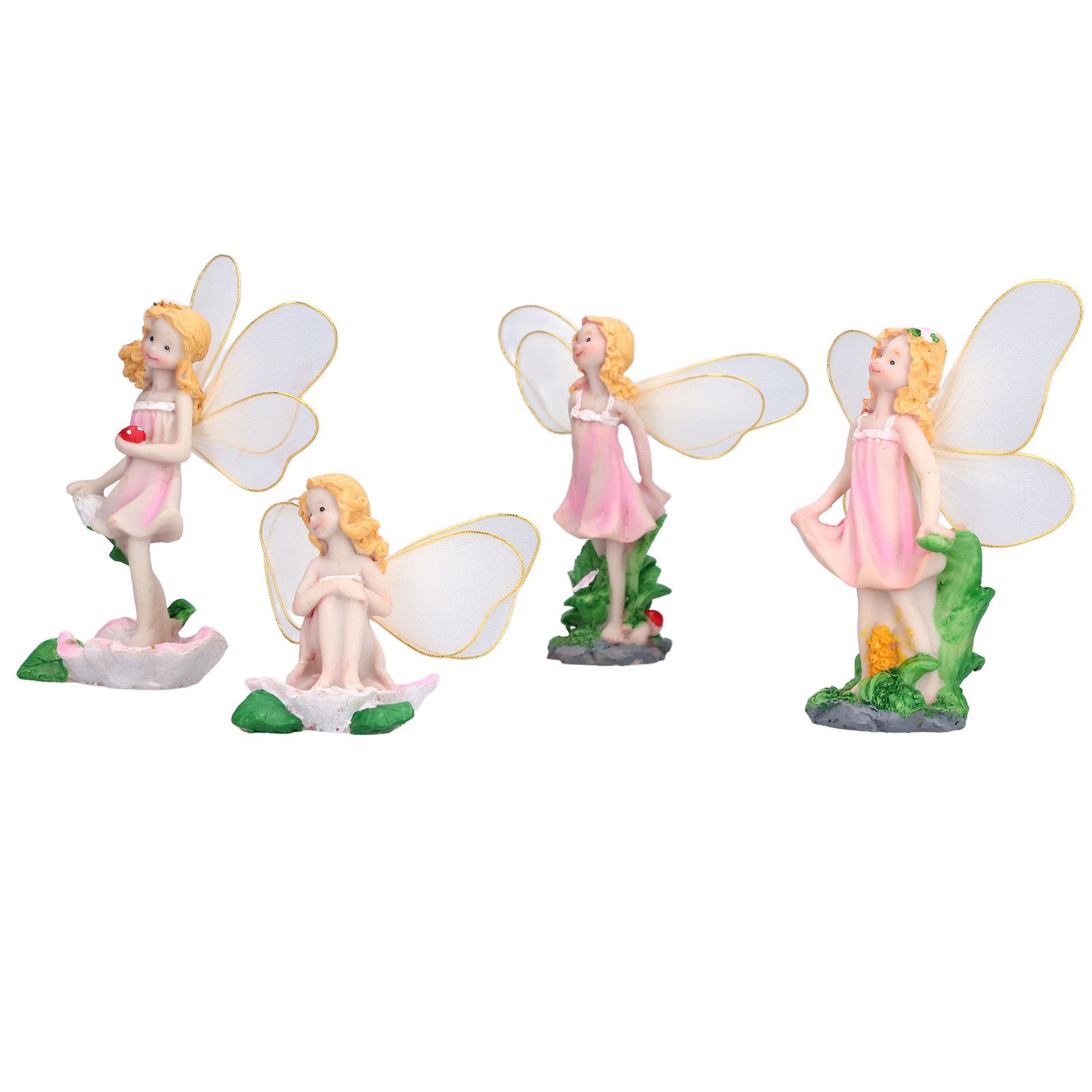 4Pcs Flower Fairies Figurines Statue Garden Home Ornament Resin Model view 2
