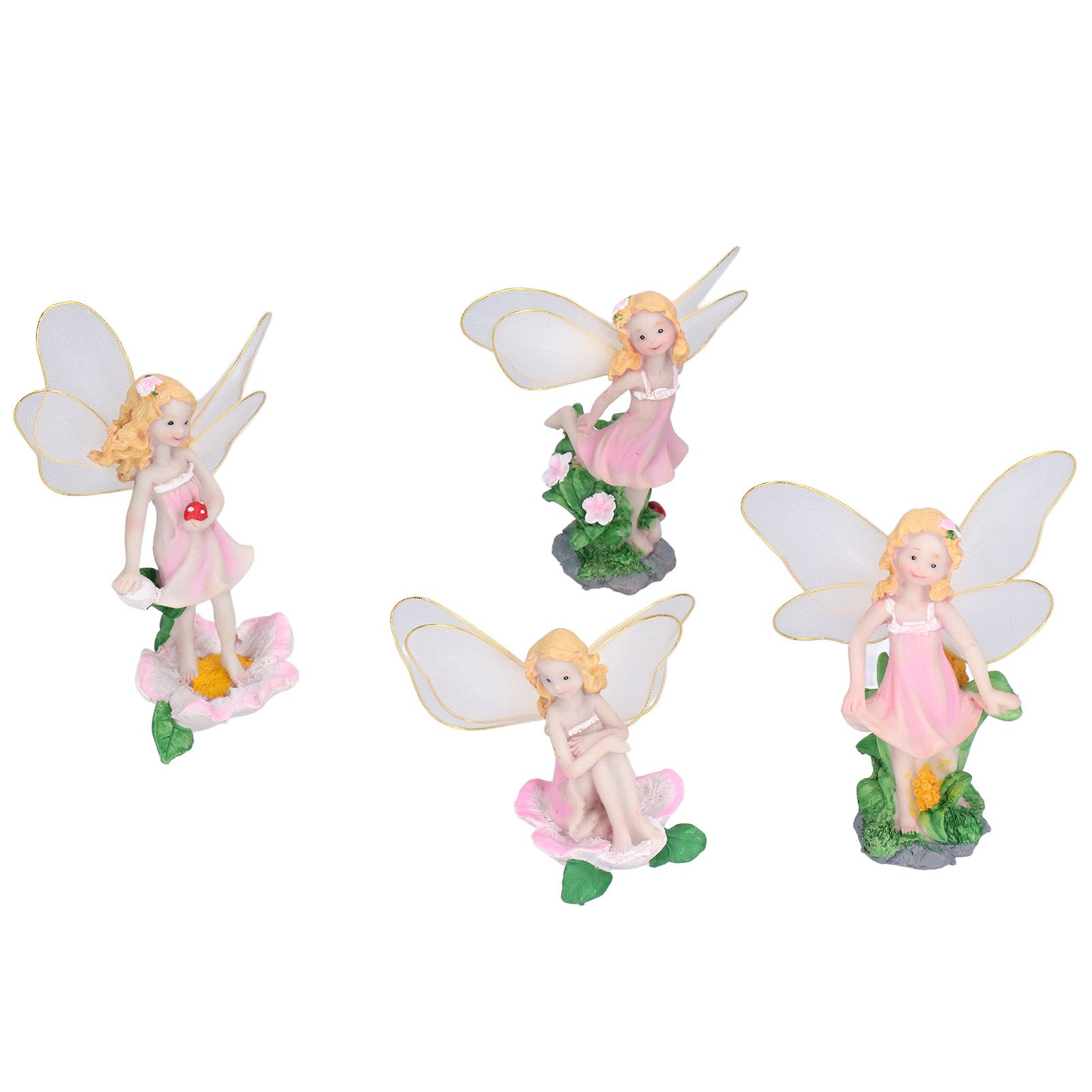 4Pcs Flower Fairies Figurines Statue Garden Home Ornament Resin Model view 3