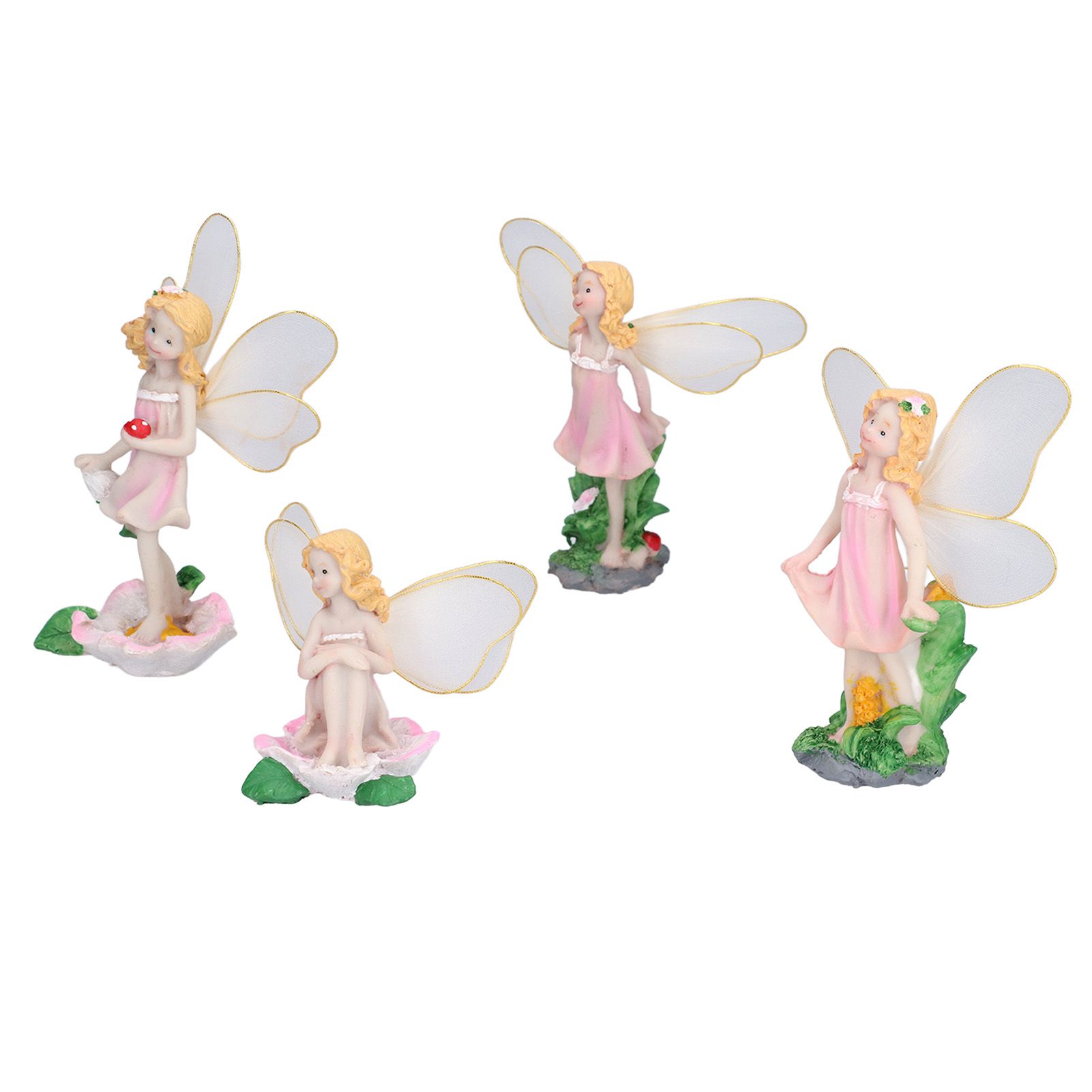 4Pcs Flower Fairies Figurines Statue Garden Home Ornament Resin Model view 4