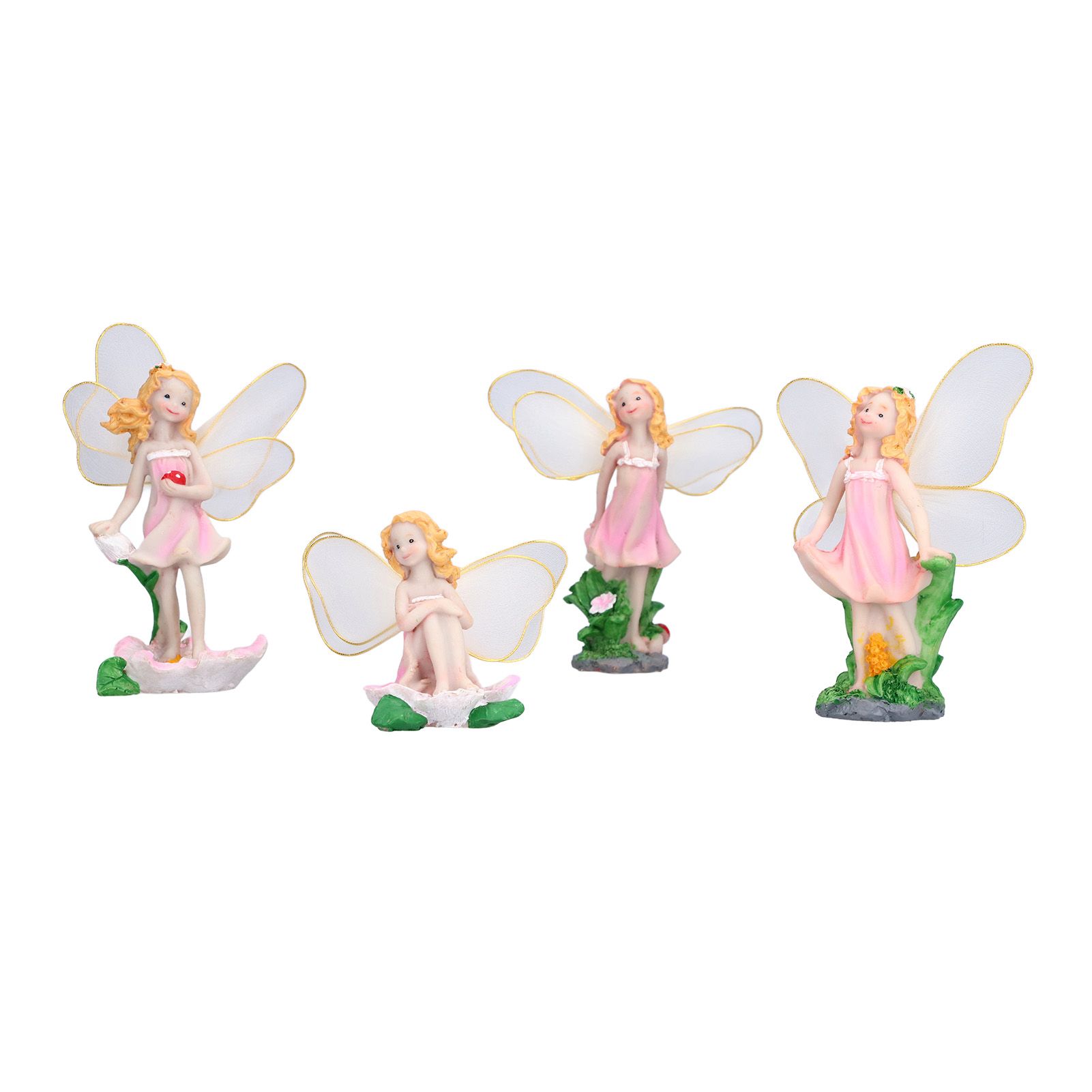 4Pcs Flower Fairies Figurines Statue Garden Home Ornament Resin Model view 5