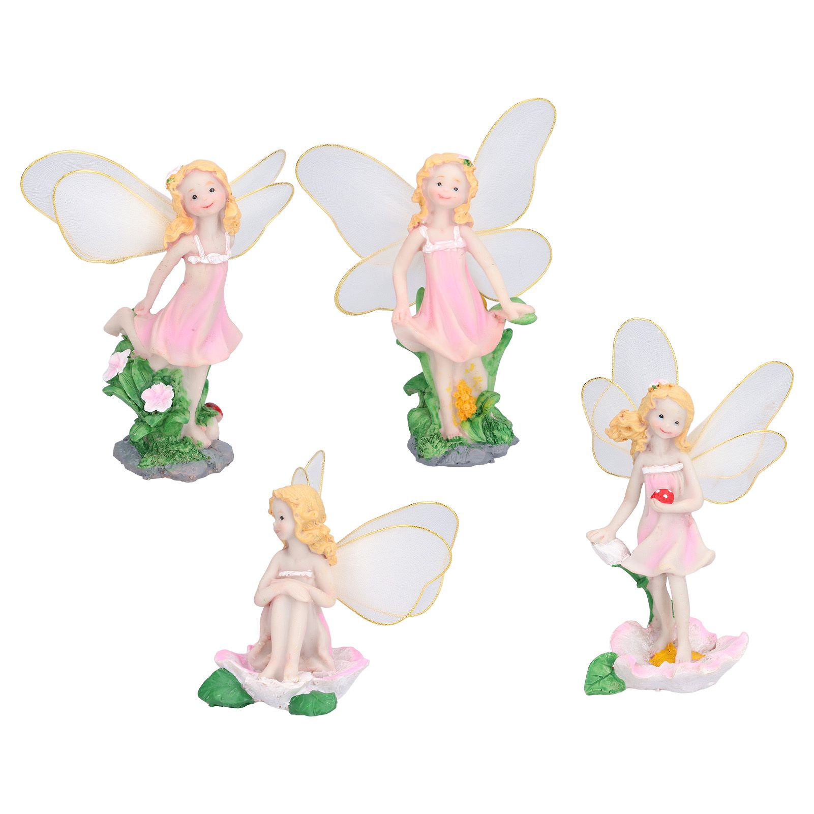 4Pcs Flower Fairies Figurines Statue Garden Home Ornament Resin Model view 6