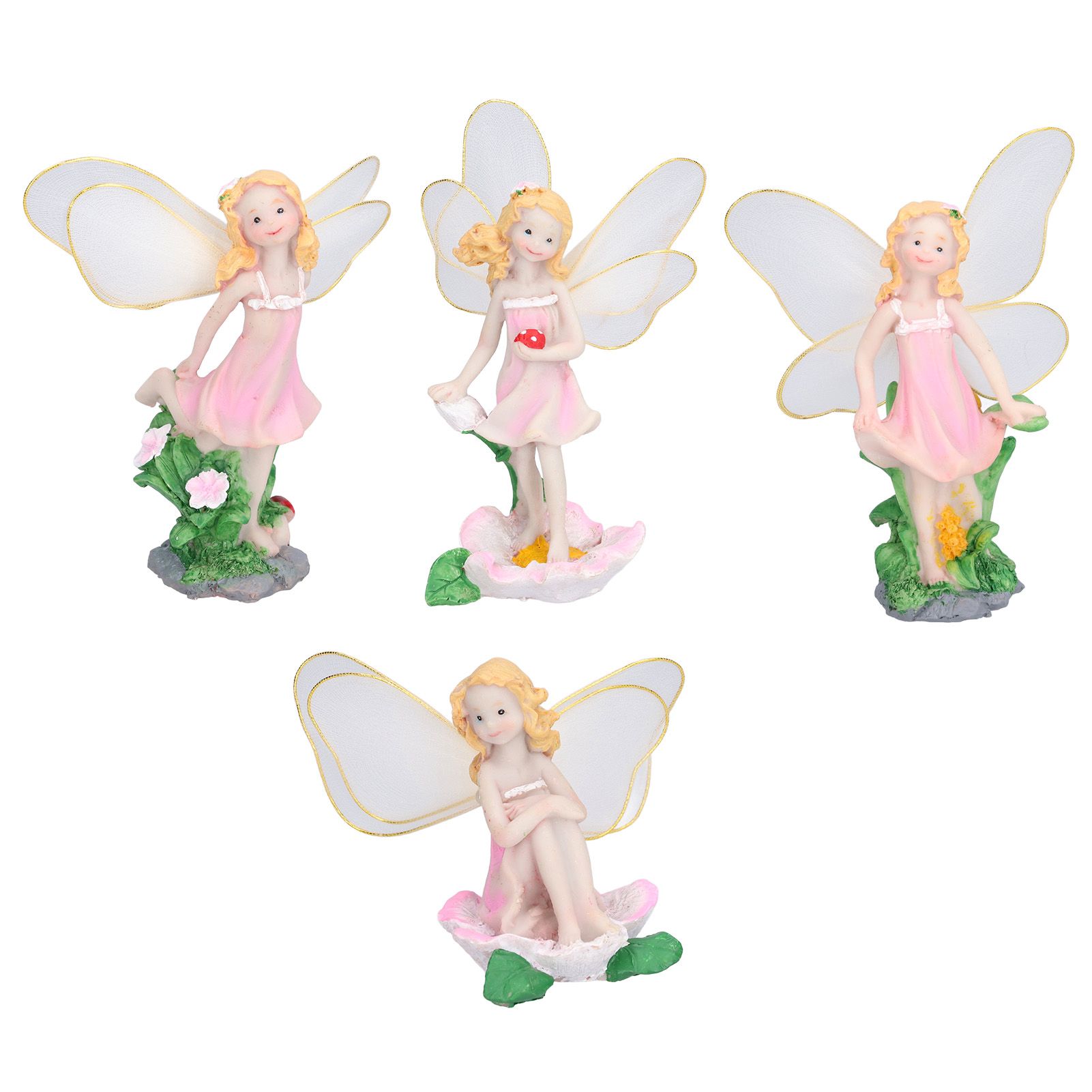 4Pcs Flower Fairies Figurines Statue Garden Home Ornament Resin Model view 7