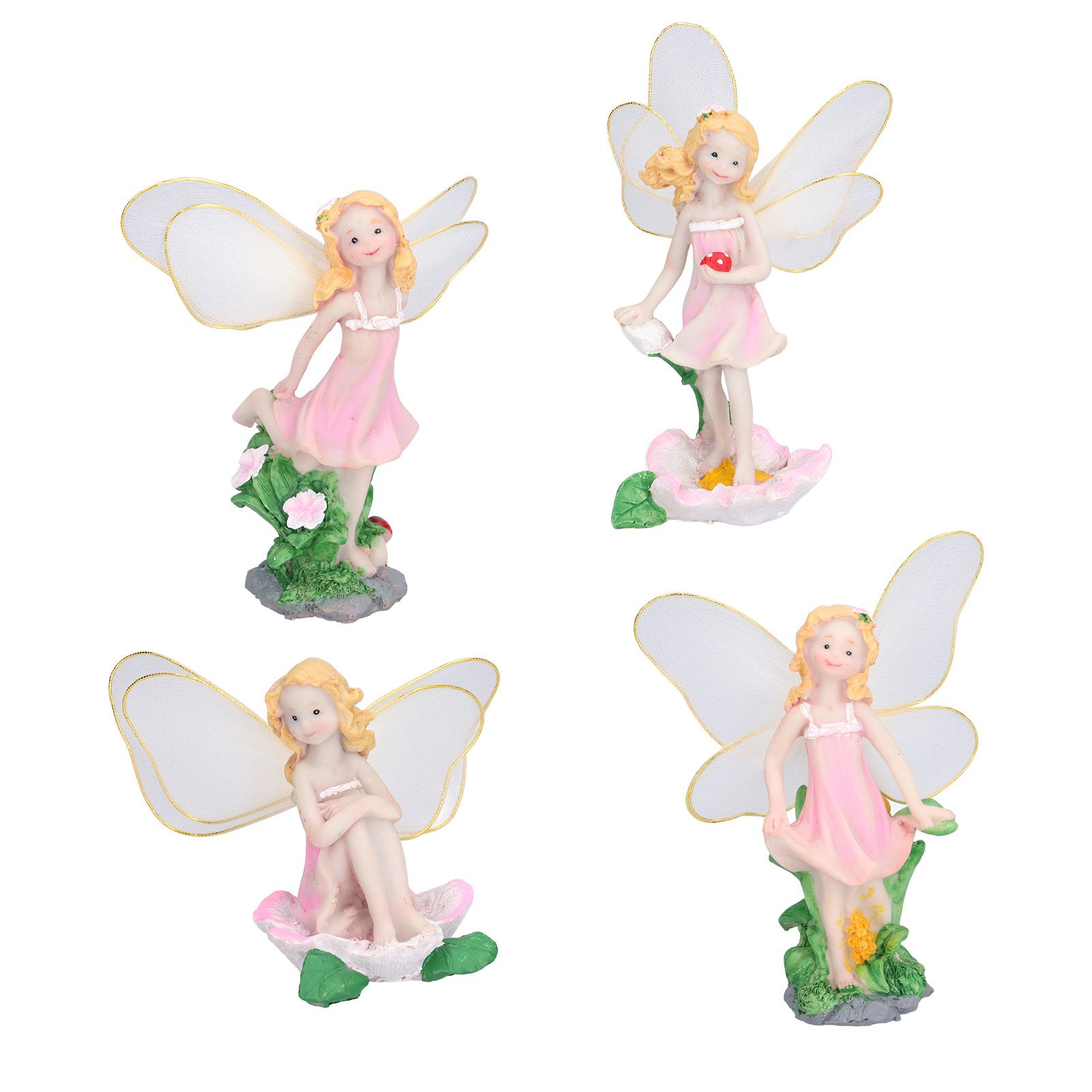 4Pcs Flower Fairies Figurines Statue Garden Home Ornament Resin Model view 8