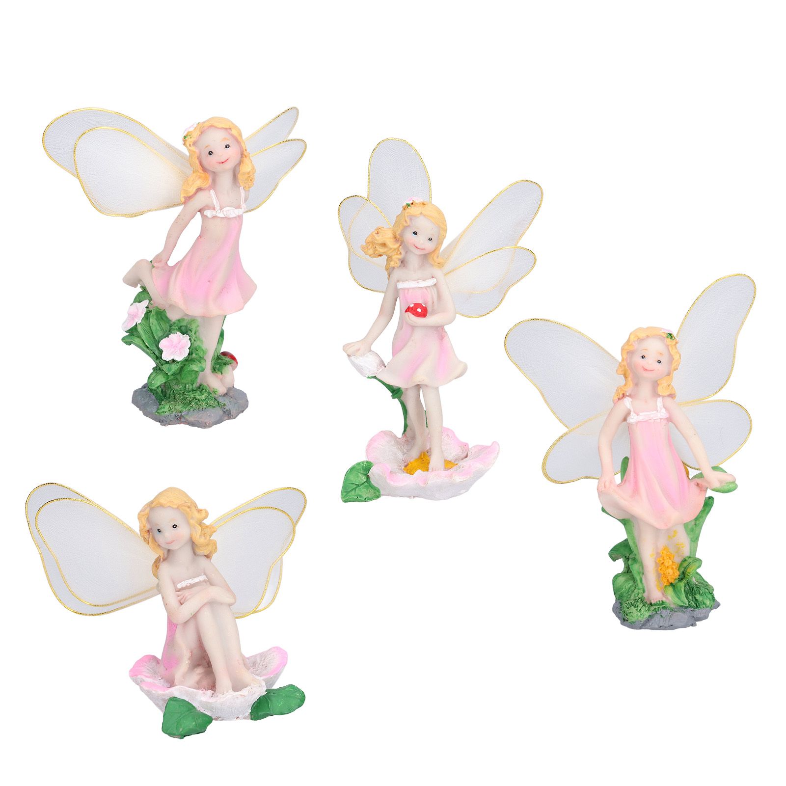 4Pcs Flower Fairies Figurines Statue Garden Home Ornament Resin Model view 9