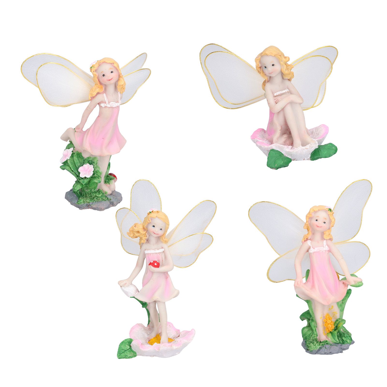 4Pcs Flower Fairies Figurines Statue Garden Home Ornament Resin Model view 10