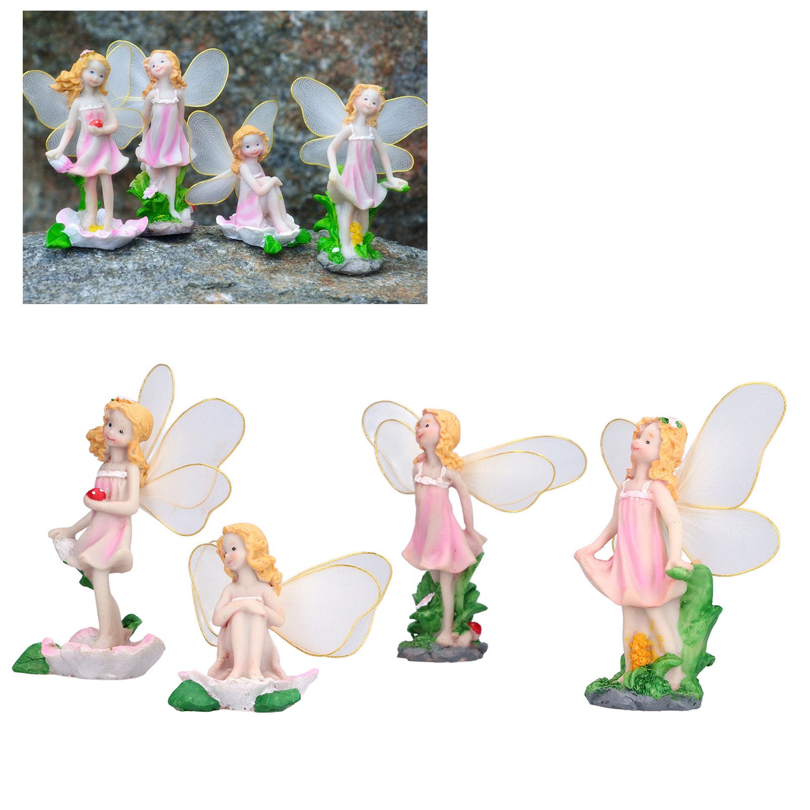 4Pcs Flower Fairies Figurines Statue Garden Home Ornament Resin Model view 11