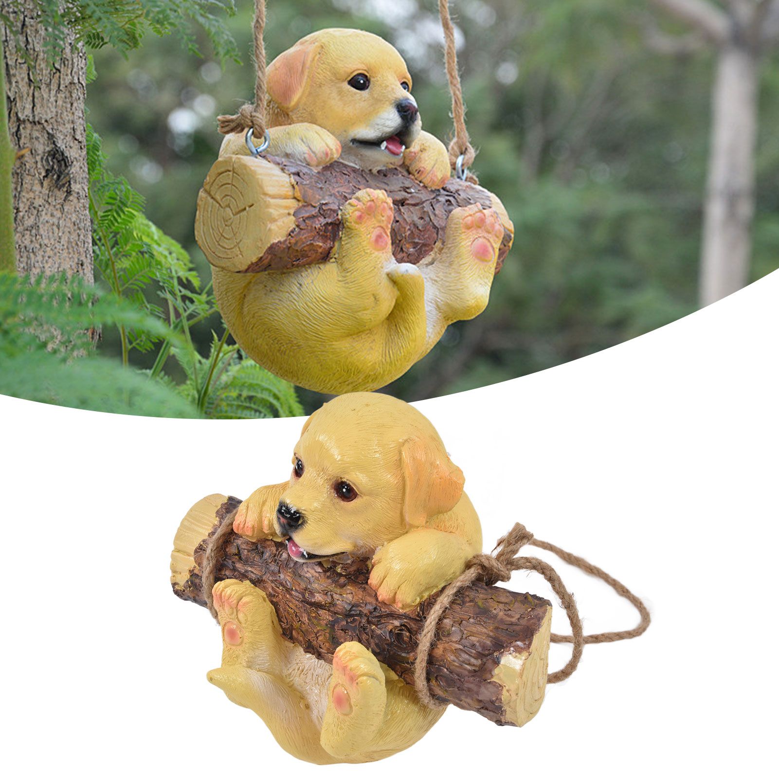 Resin Swinging Puppy Dog Statue Simulation Animal Model Figurine Sculpture view 11