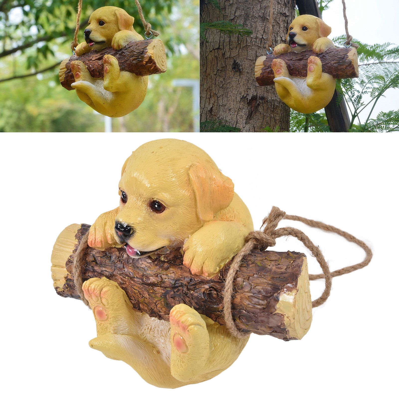 Resin Swinging Puppy Dog Statue Simulation Animal Model Figurine Sculpture view 12