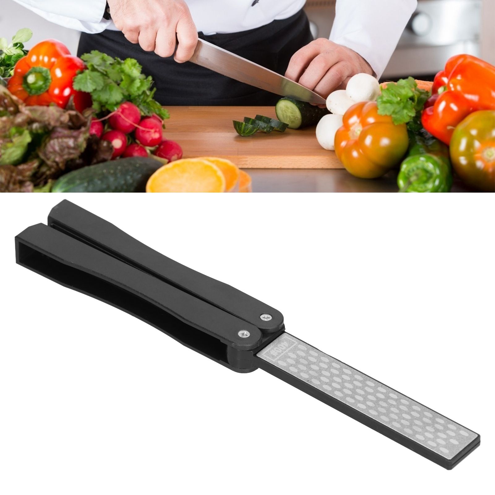 Knife Sharpener Double Sides Fan Shape Folding Mini Portable Whetstone for view 11