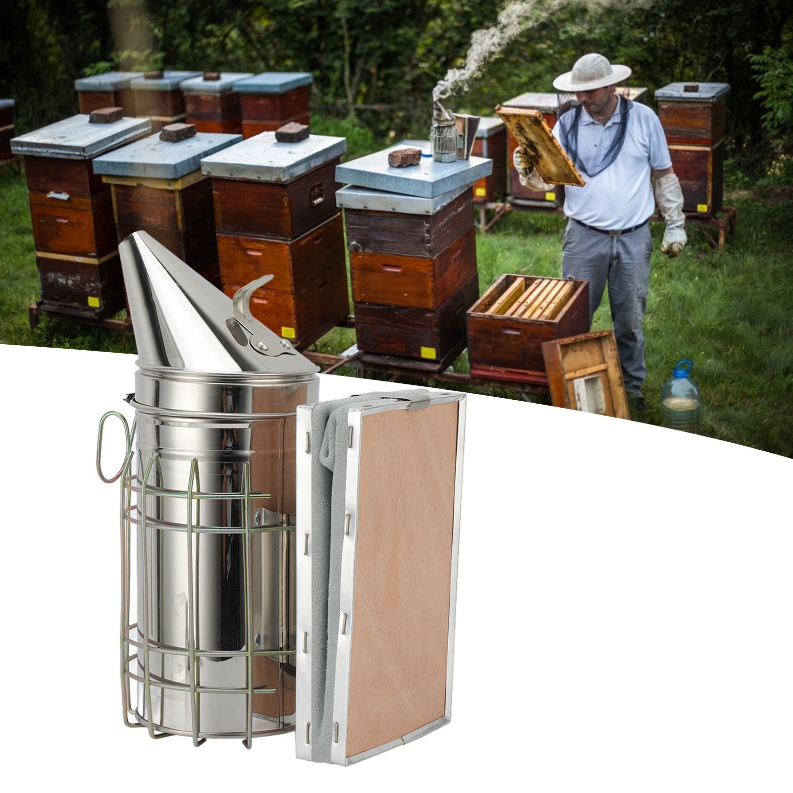 10Pcs/Set Beekeeping Kit Frame Grip Bee Brush Beehive Smoker Queen Bee Clip view 12