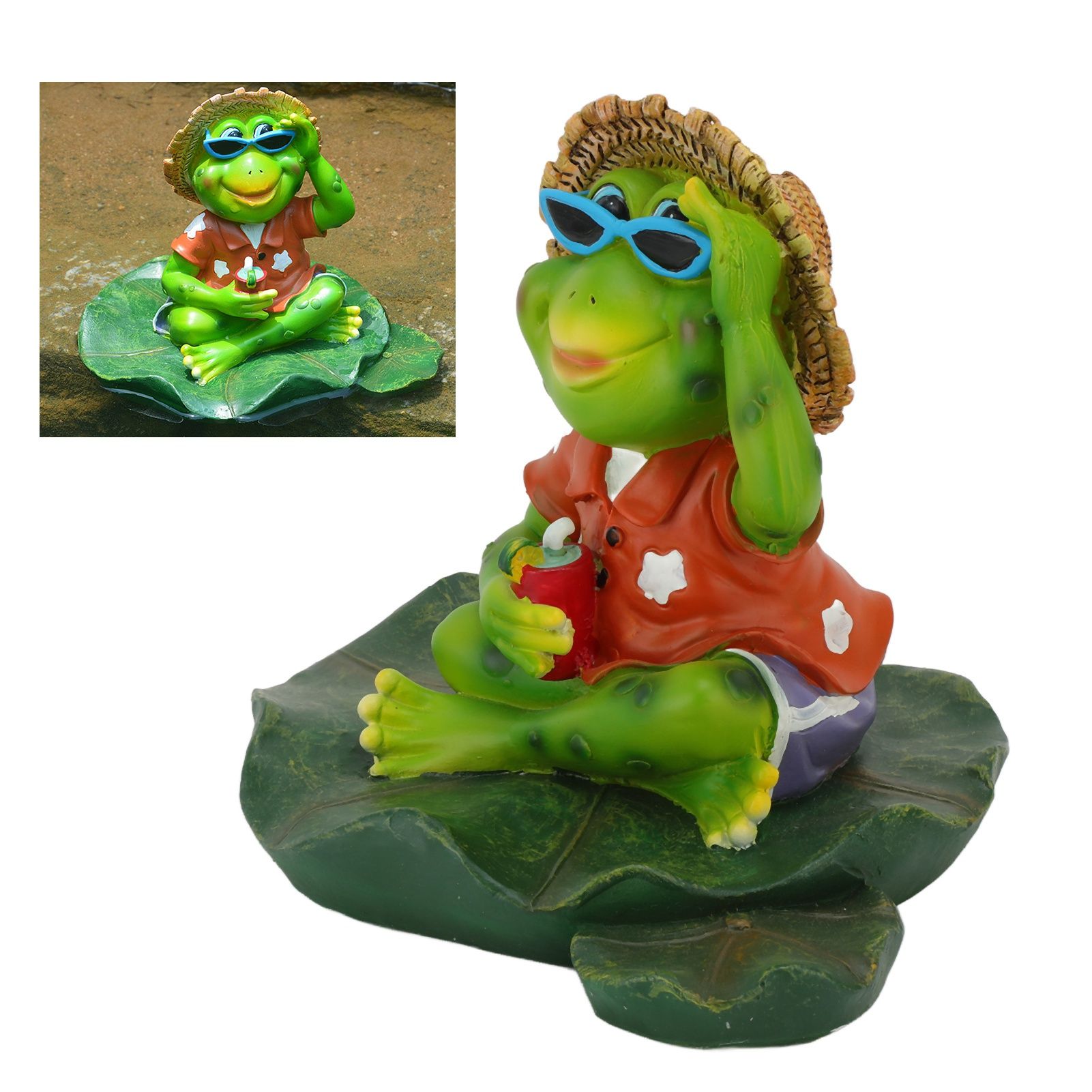 Floating Frog Statue Cute Resin Frog Sculpture Garden Ornament for Outdoor view 11