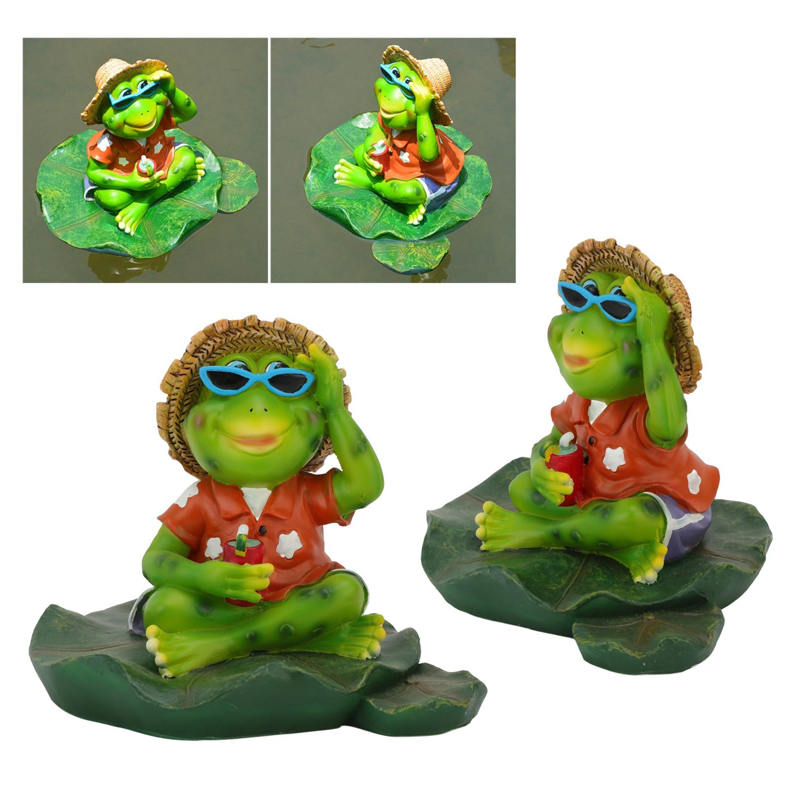 Floating Frog Statue Cute Resin Frog Sculpture Garden Ornament for Outdoor view 12