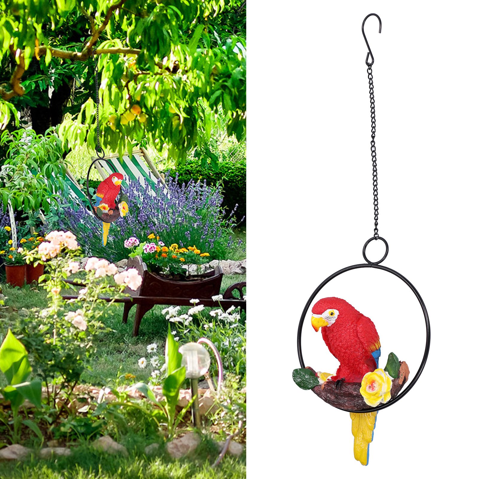 Macaw Garden Pendant Synthetic Resin Hanging Ring Parrots Sculpture for view 11