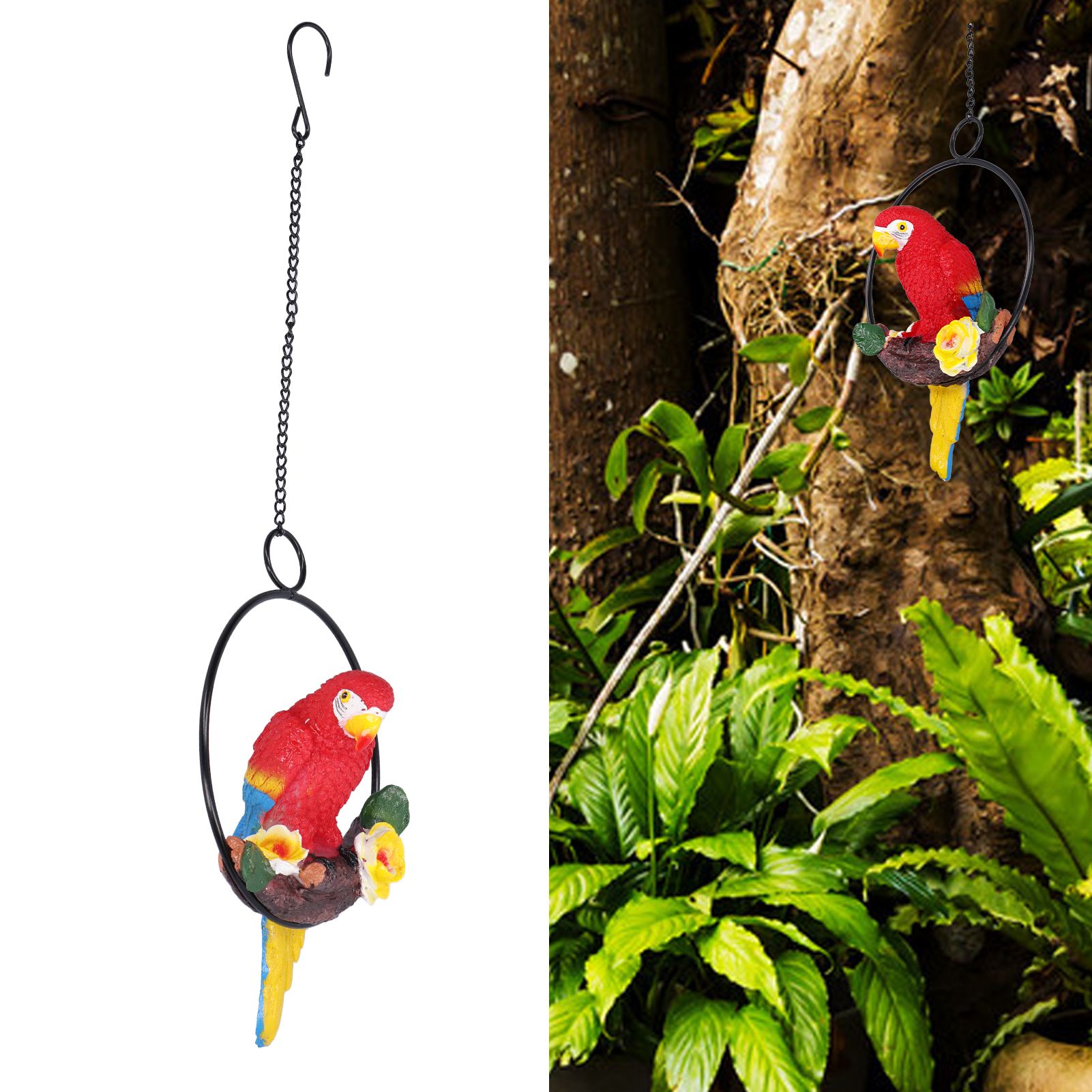 Macaw Garden Pendant Synthetic Resin Hanging Ring Parrots Sculpture for view 12