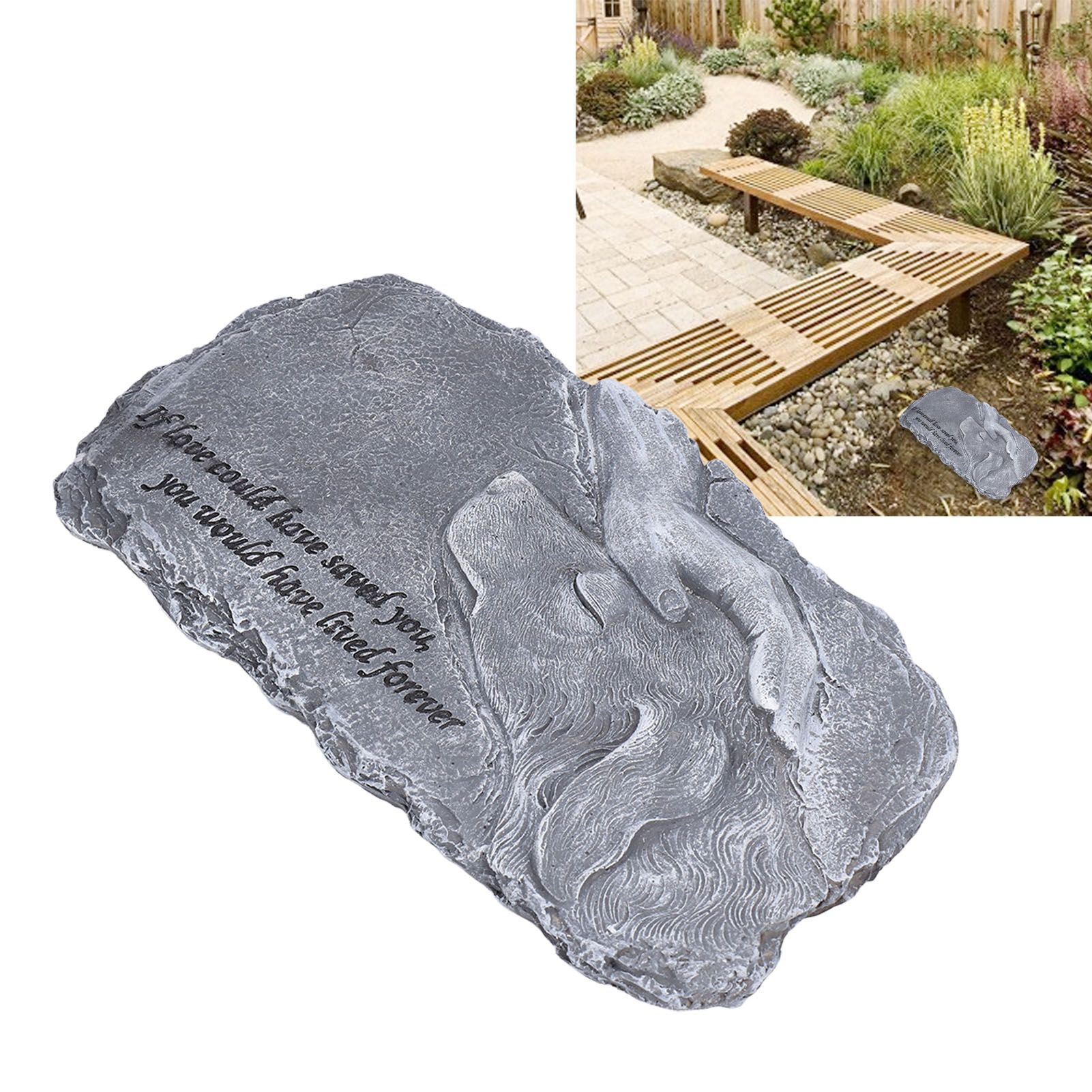 Pet Memorial Stone Garden Memorial Tombstone Resin Dog Cat Gravestone for Lawn view 12