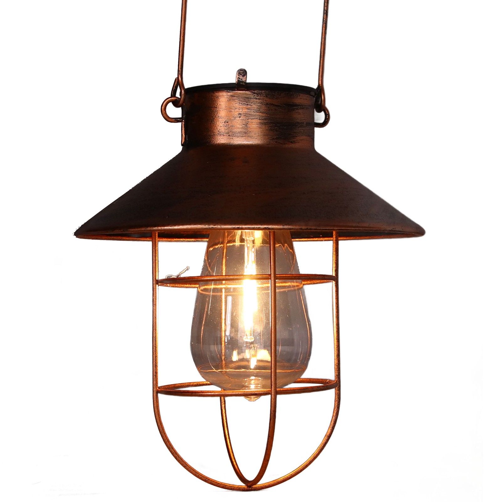 Solar Hanging Light Decorative Iron Frame LED Outdoor Retro Lantern for Garden view 10