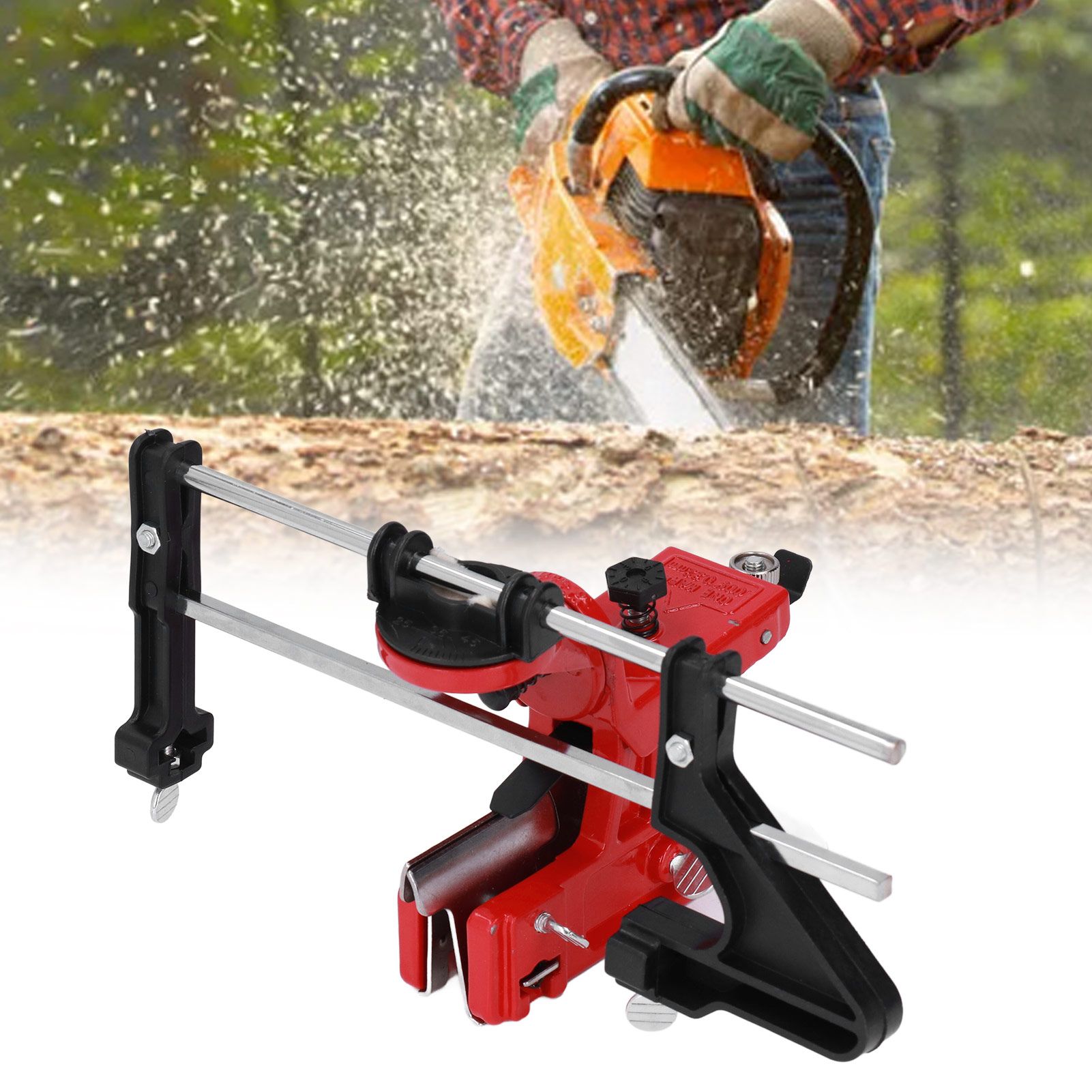 Chain Sharpener Sharpening Stone Guide Bracket Adjustable Steel Red Rustproof view 11
