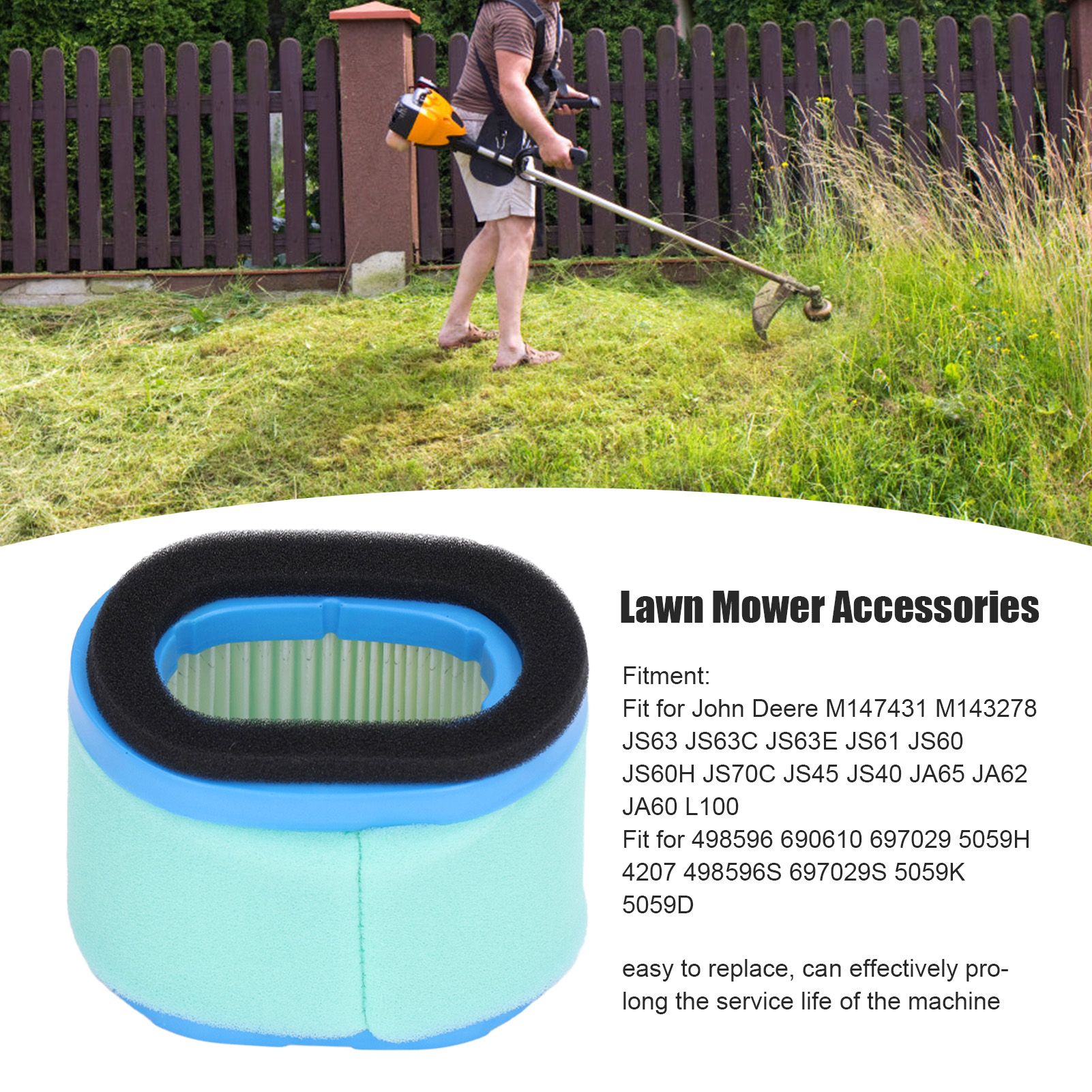 3PCS Lawn Mower Filter Replacement Garden Air Filter for John Deere M147431 view 13