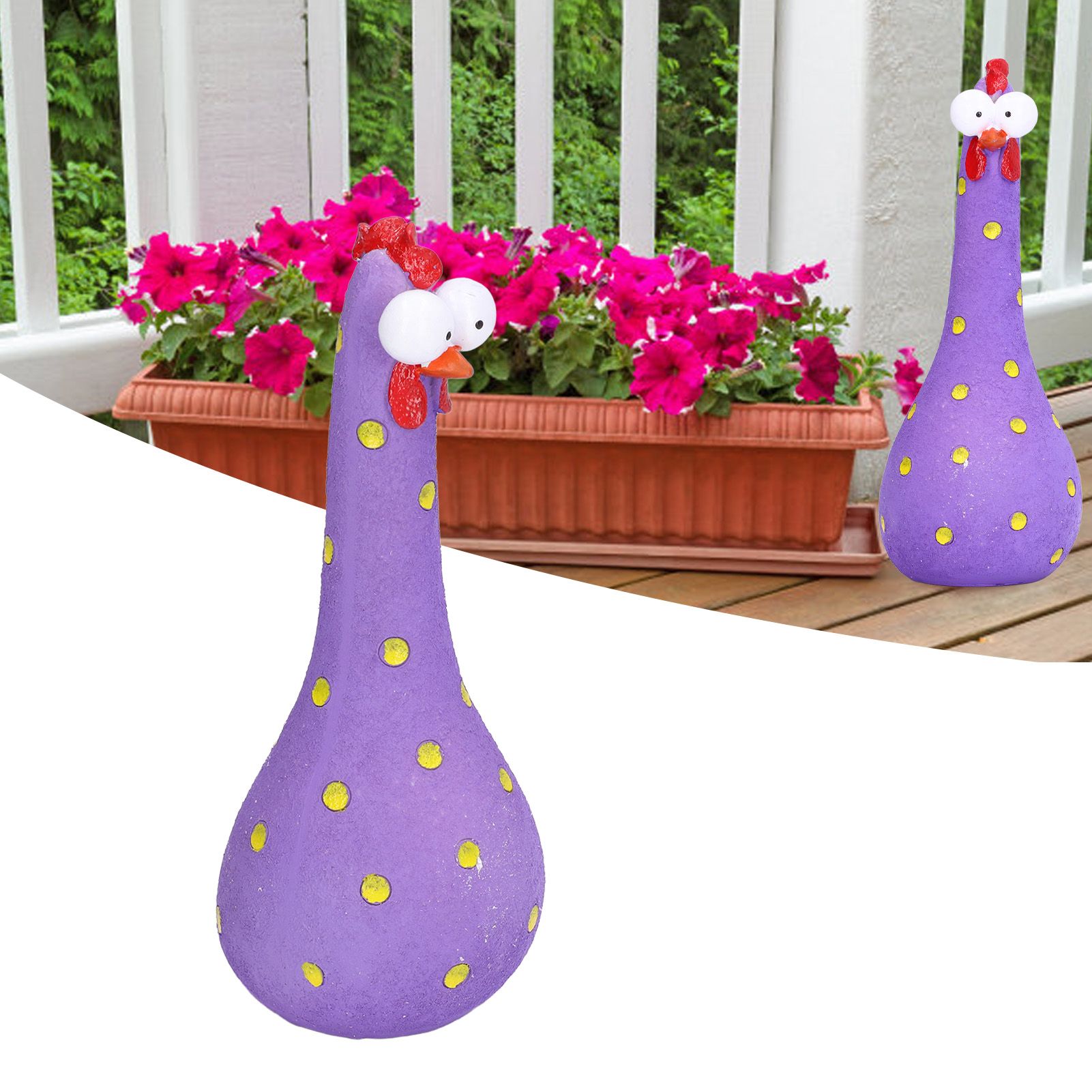 Chicken Statue Long Neck Microlandschaft Hand Crafted Resin Animal Garden view 11