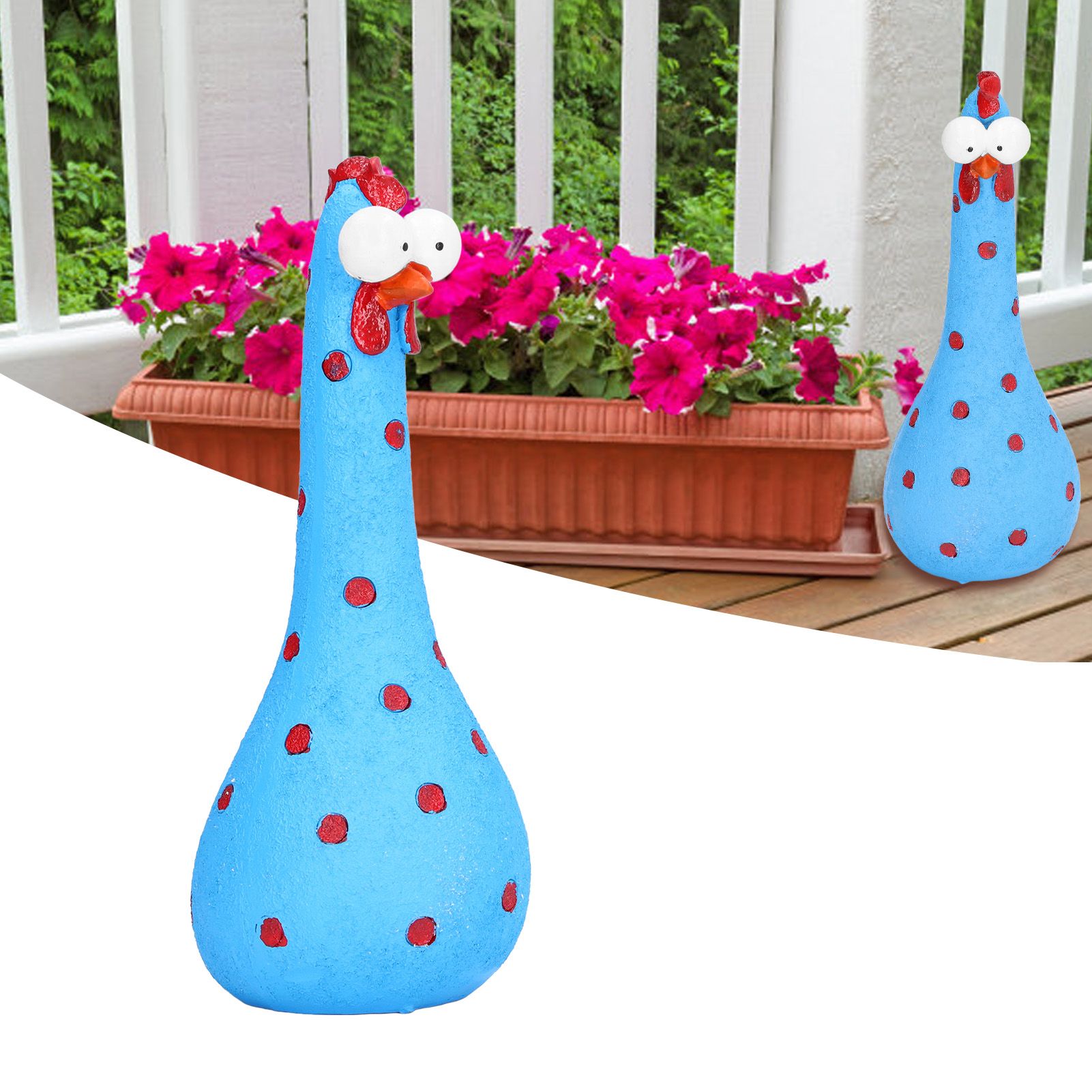 Chicken Statue Long Neck Microlandschaft Hand Crafted Resin Animal Garden view 11
