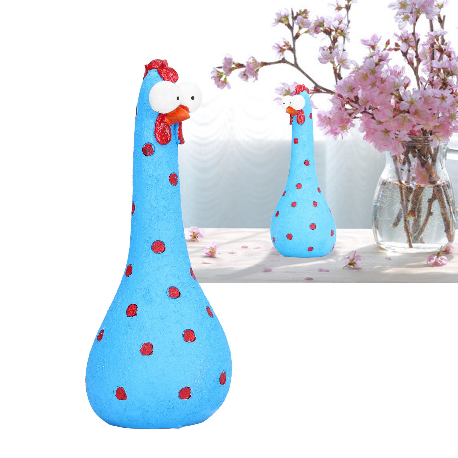 Chicken Statue Long Neck Microlandschaft Hand Crafted Resin Animal Garden view 12