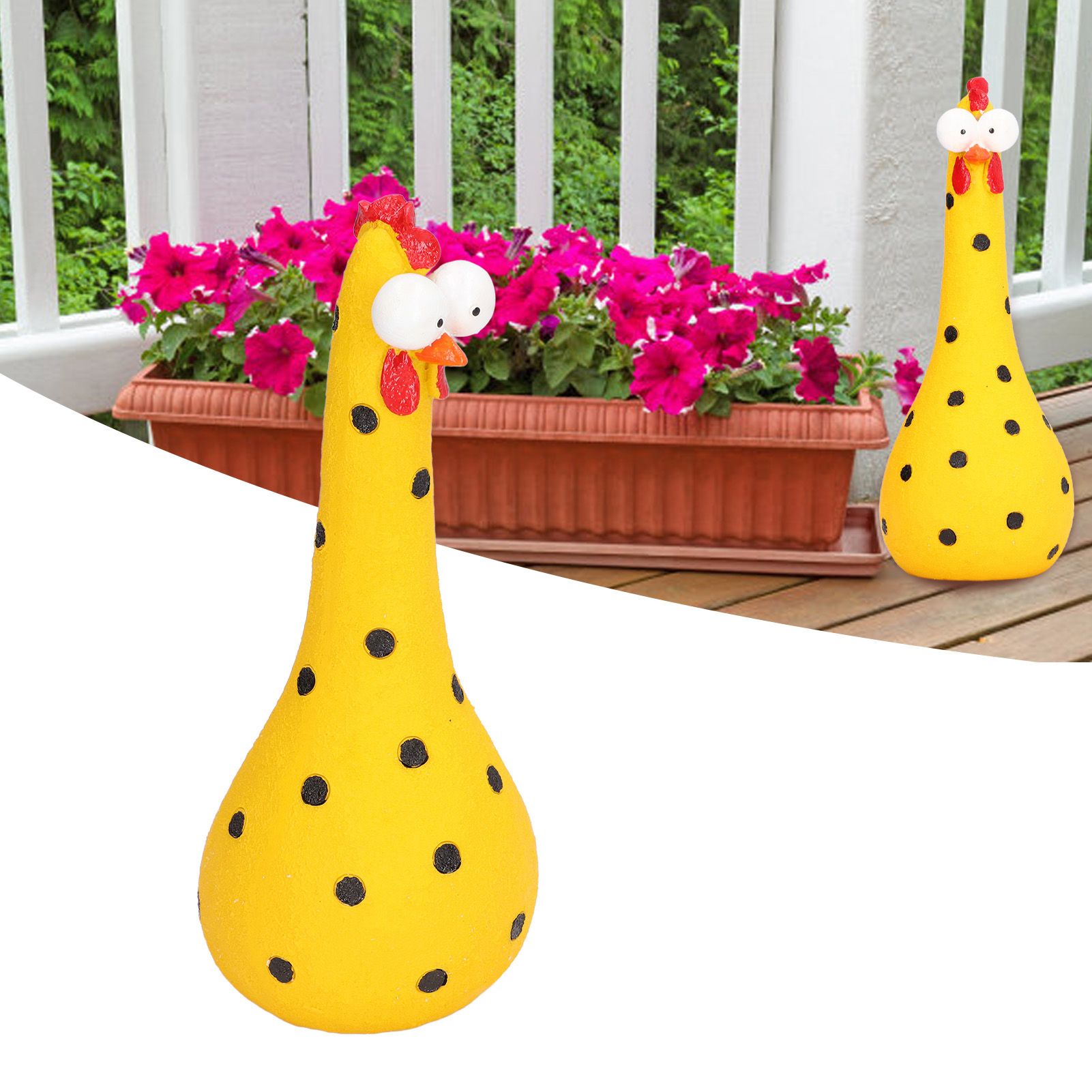 Chicken Statue Long Neck Microlandschaft Hand Crafted Resin Animal Garden view 12