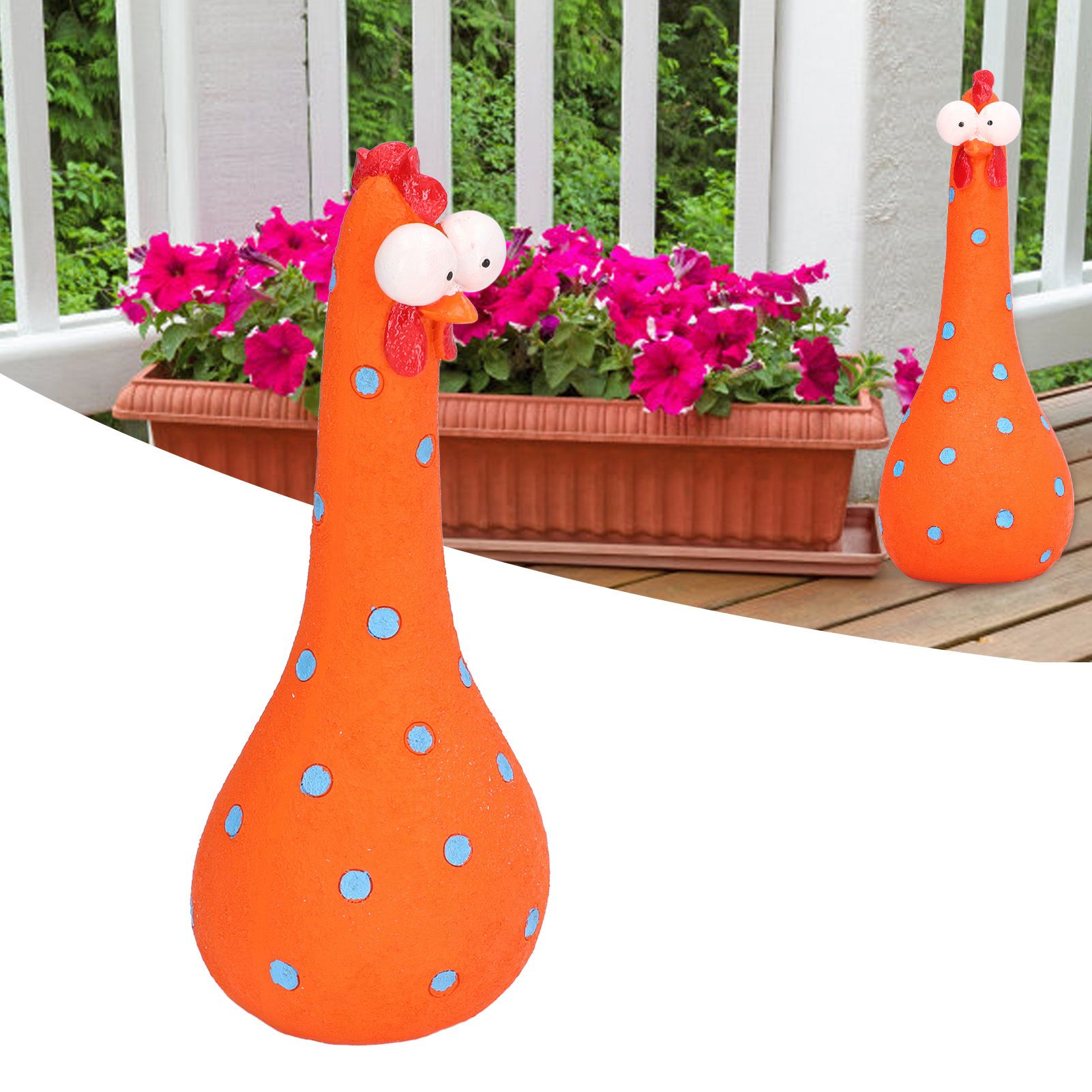 Chicken Statue Long Neck Microlandschaft Hand Crafted Resin Animal Garden view 12