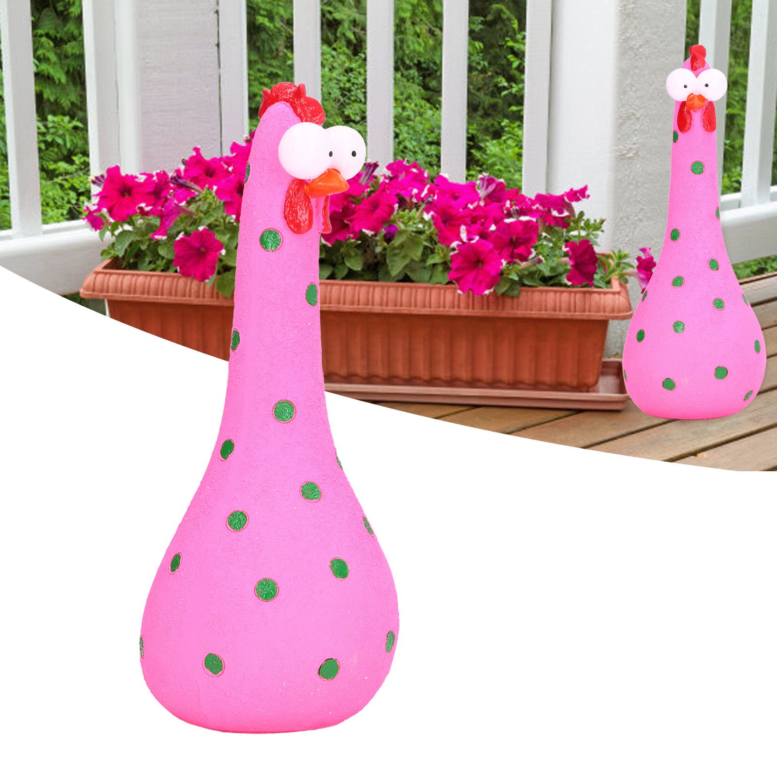 Chicken Statue Long Neck Microlandschaft Hand Crafted Resin Animal Garden view 11