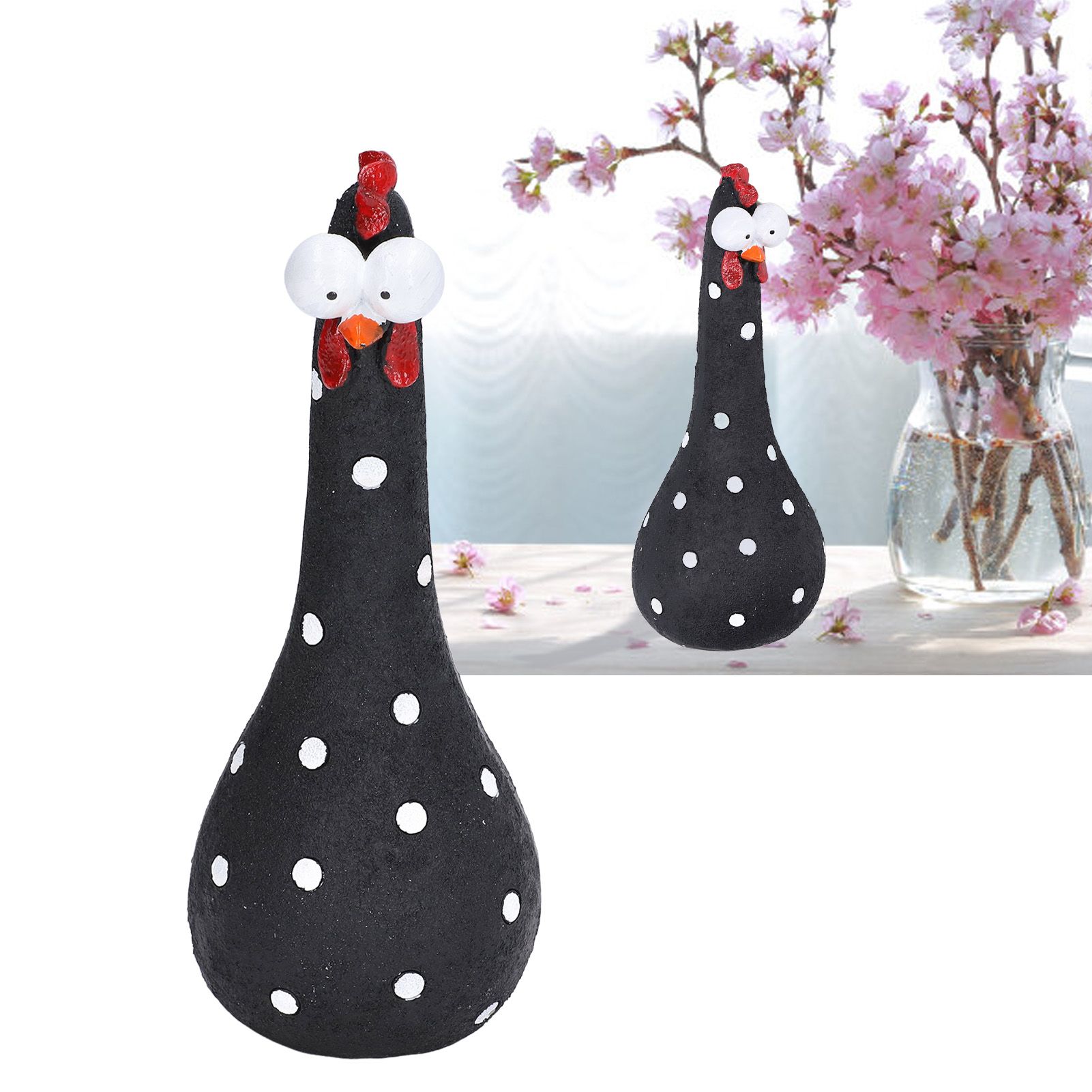 Chicken Statue Long Neck Microlandschaft Hand Crafted Resin Animal Garden view 11