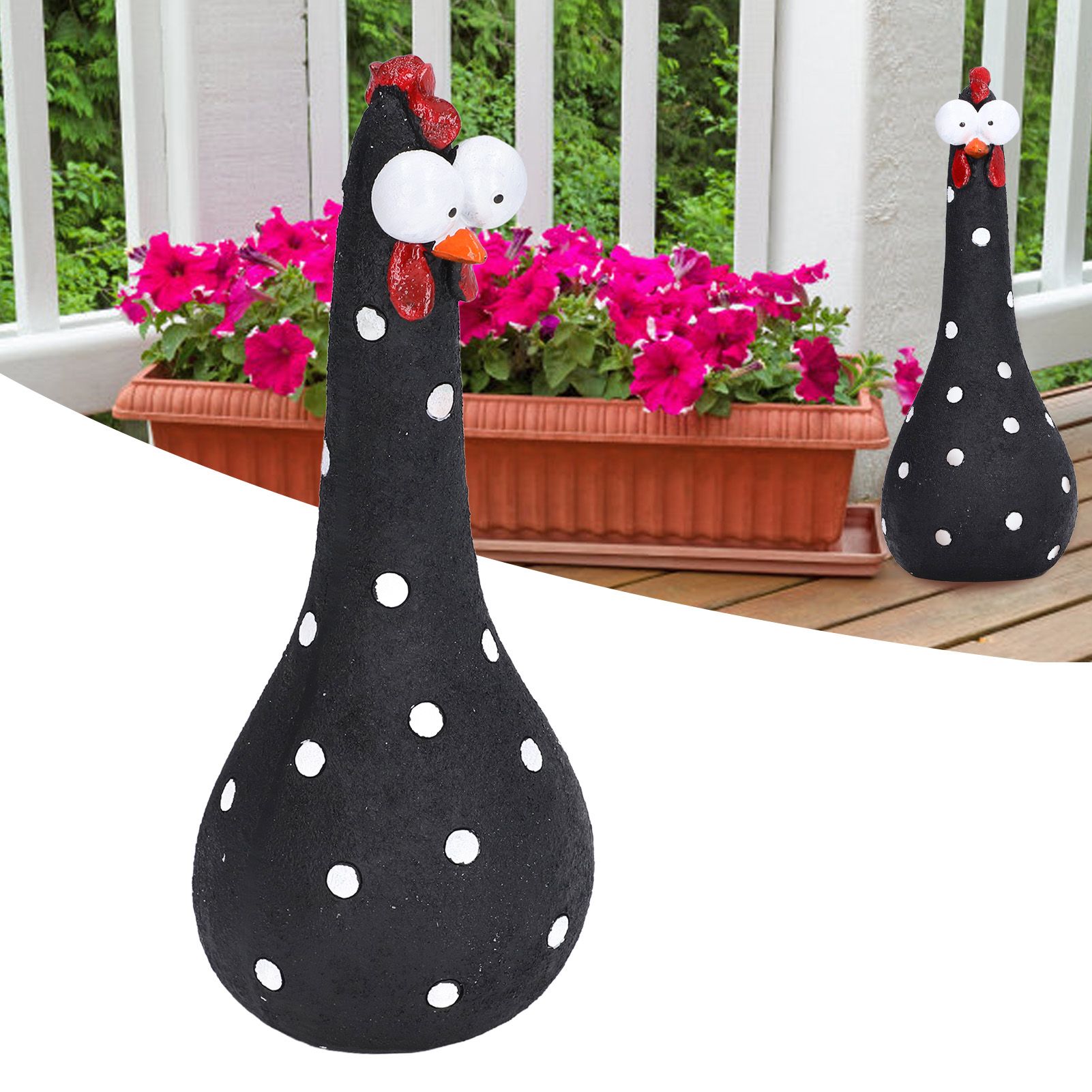 Chicken Statue Long Neck Microlandschaft Hand Crafted Resin Animal Garden view 12