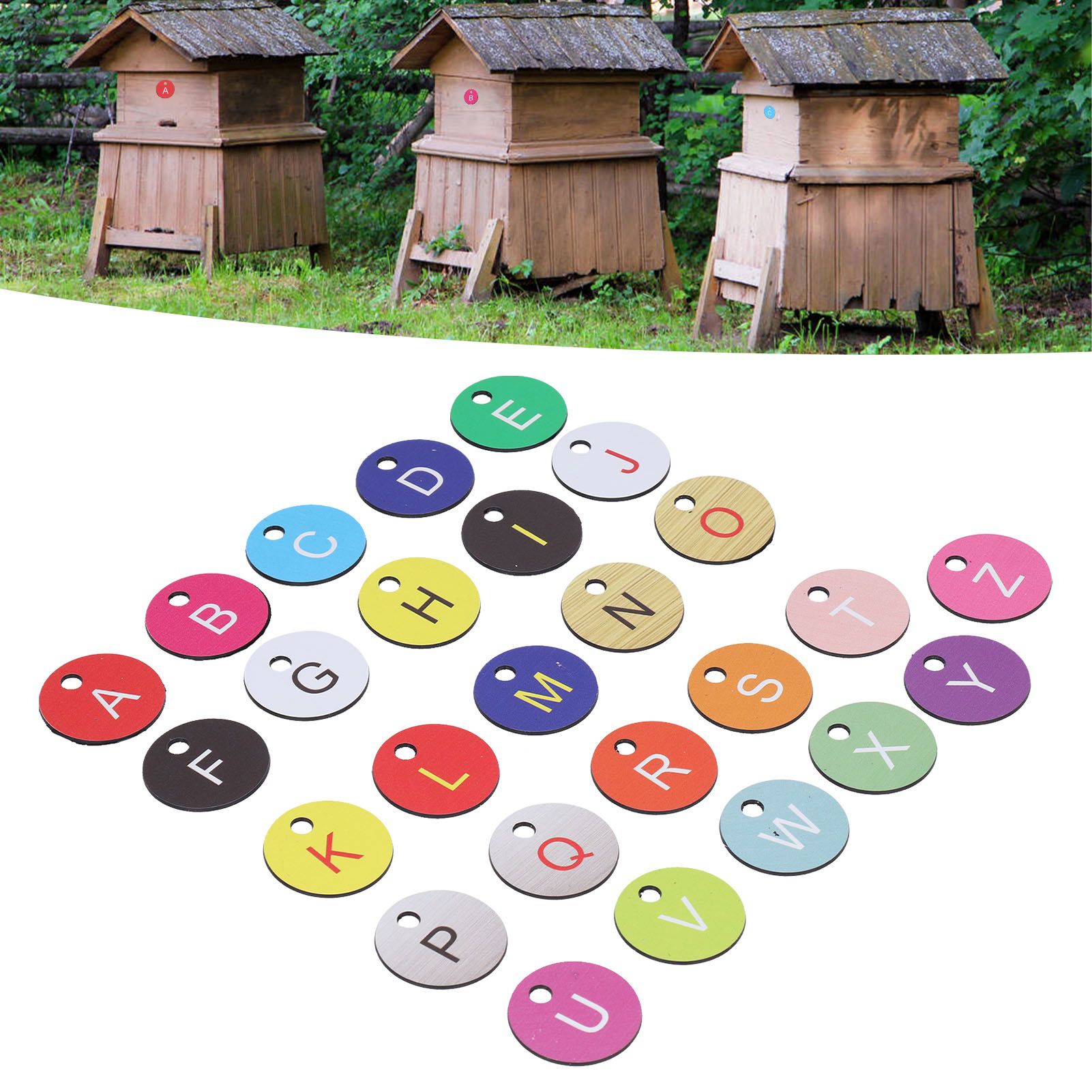 26PCS Beehive Numbered Tag Marker with Hole Round Beehive Label Beekeeping view 12