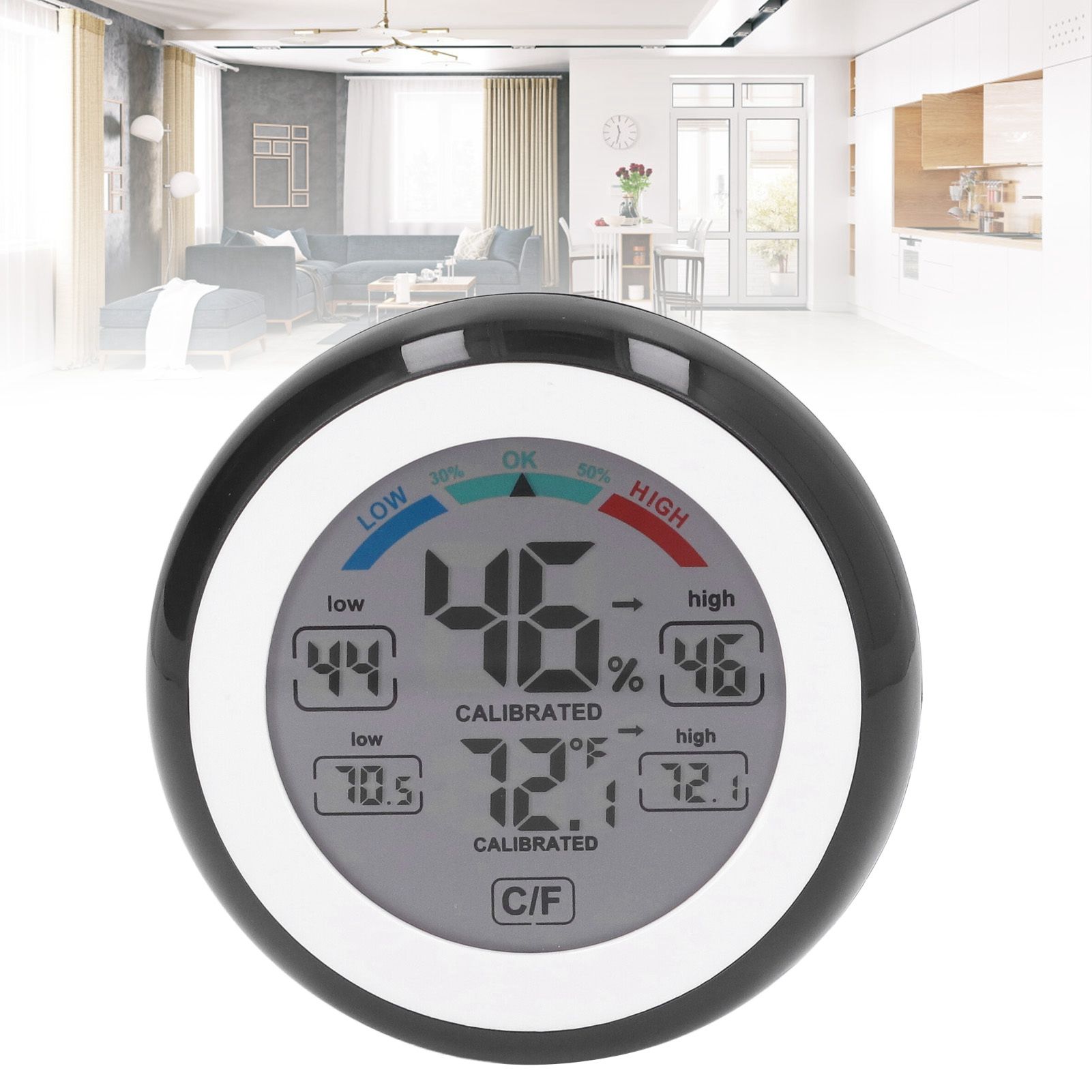 Indoor Outdoor Thermometer Hygrometer Round Touch Screen Wireless Electronic view 11