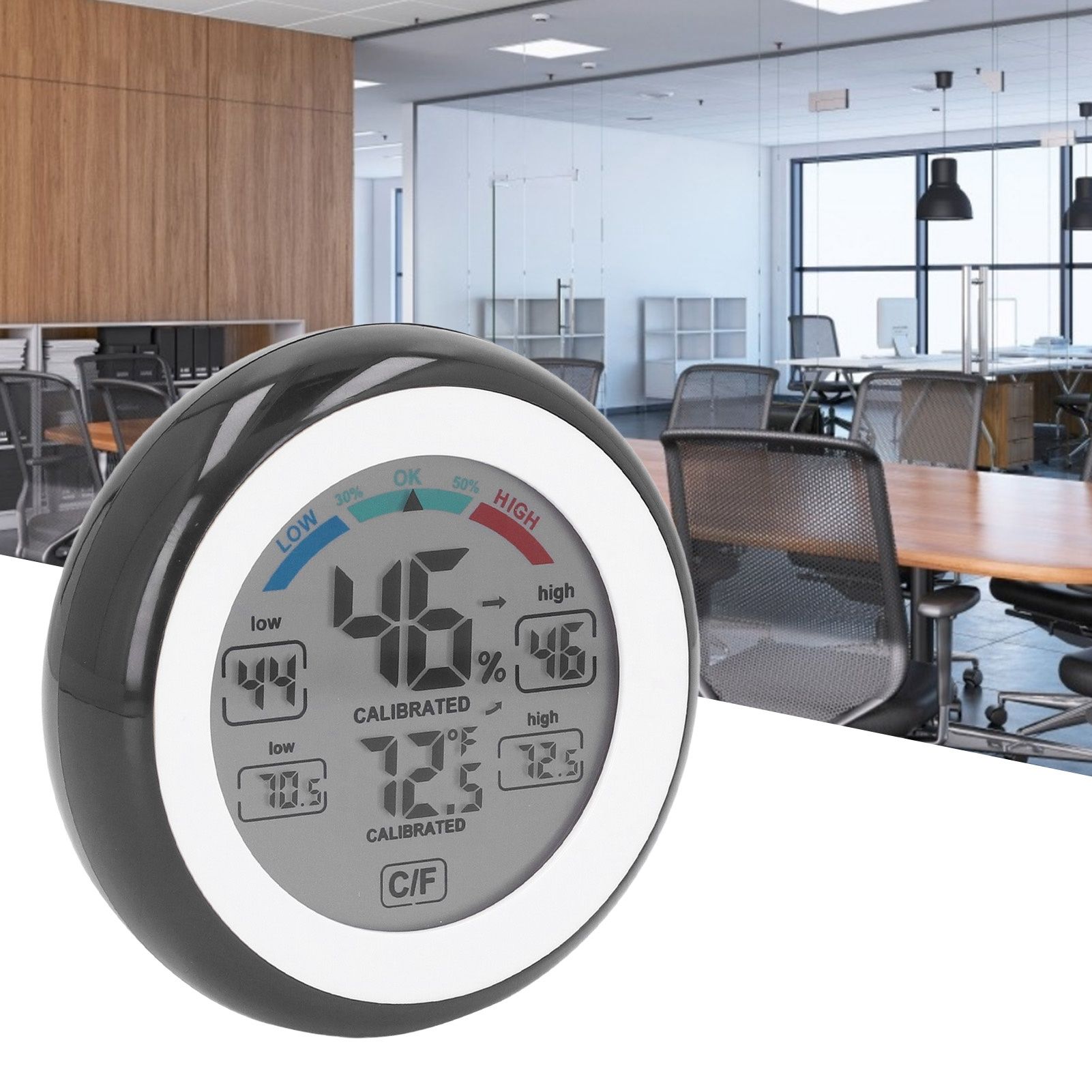 Indoor Outdoor Thermometer Hygrometer Round Touch Screen Wireless Electronic view 12