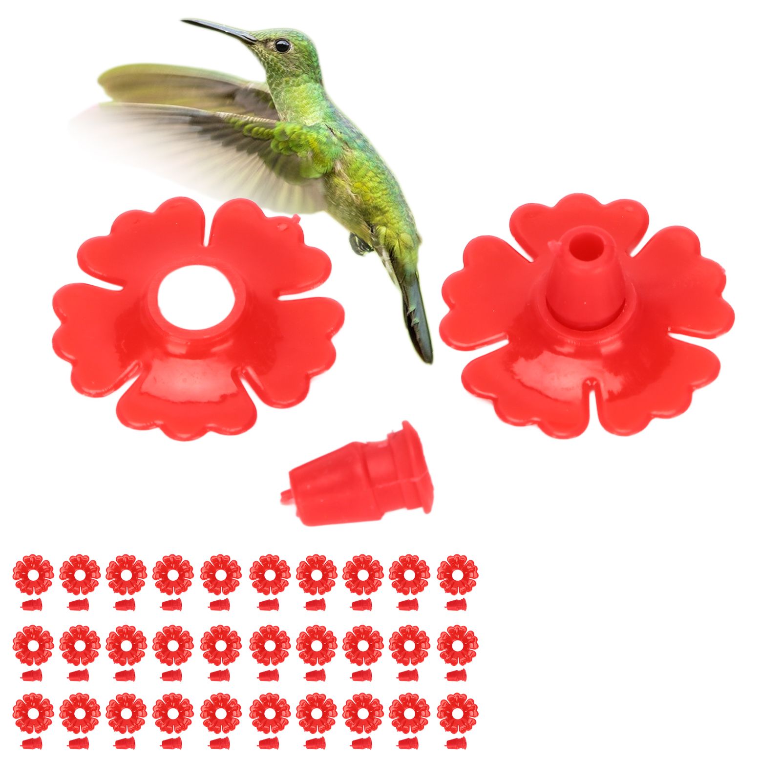 30 Set Hummingbird Feeder Flowers Hanging Bird Feeding Ports Replacement Parts view 11