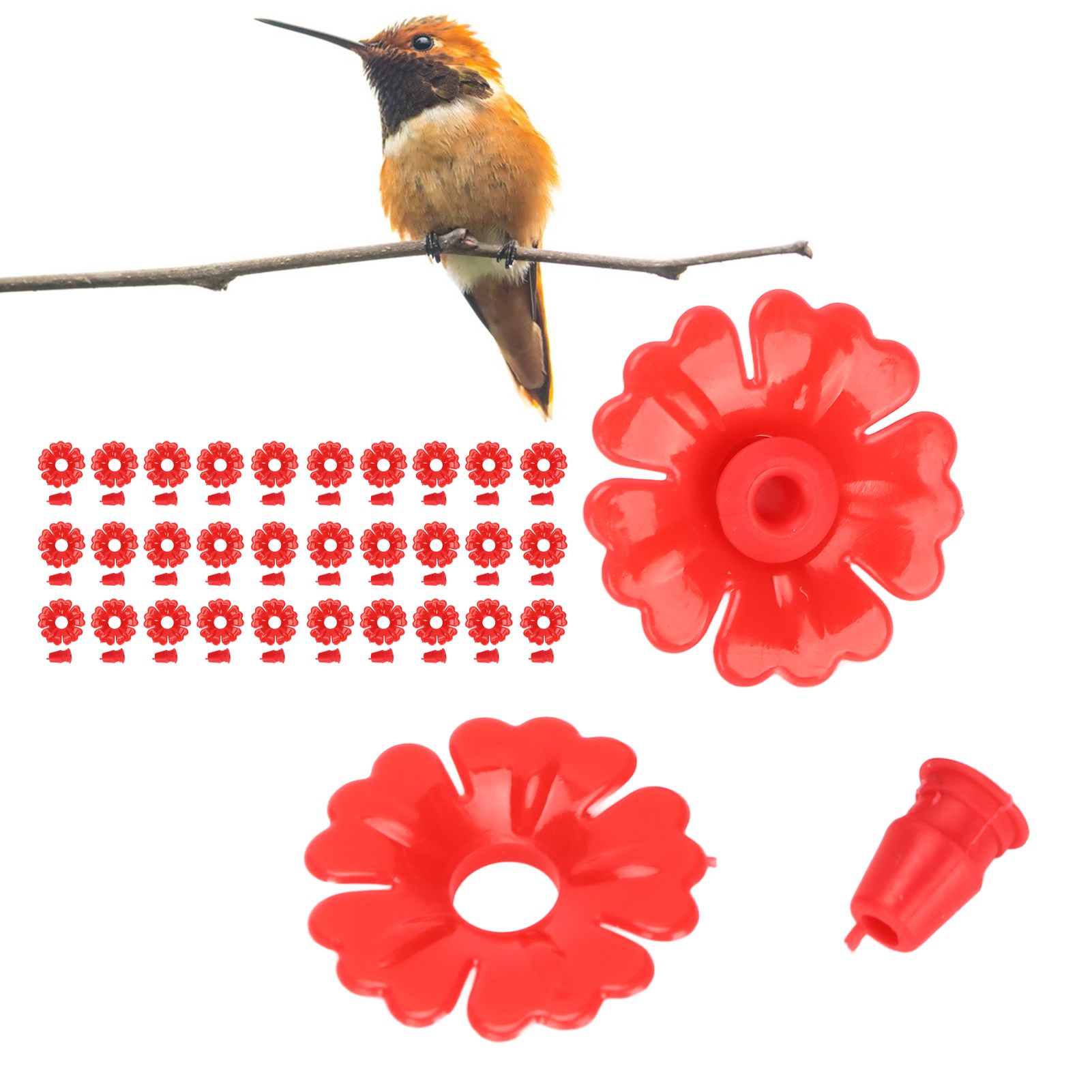 30 Set Hummingbird Feeder Flowers Hanging Bird Feeding Ports Replacement Parts view 12