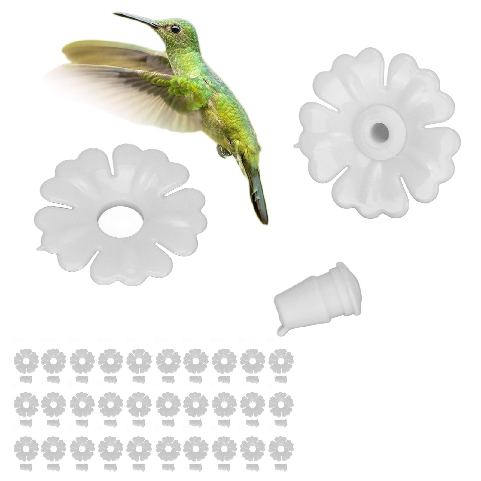 30 Set Hummingbird Feeder Flowers Hanging Bird Feeding Ports Replacement Parts view 11