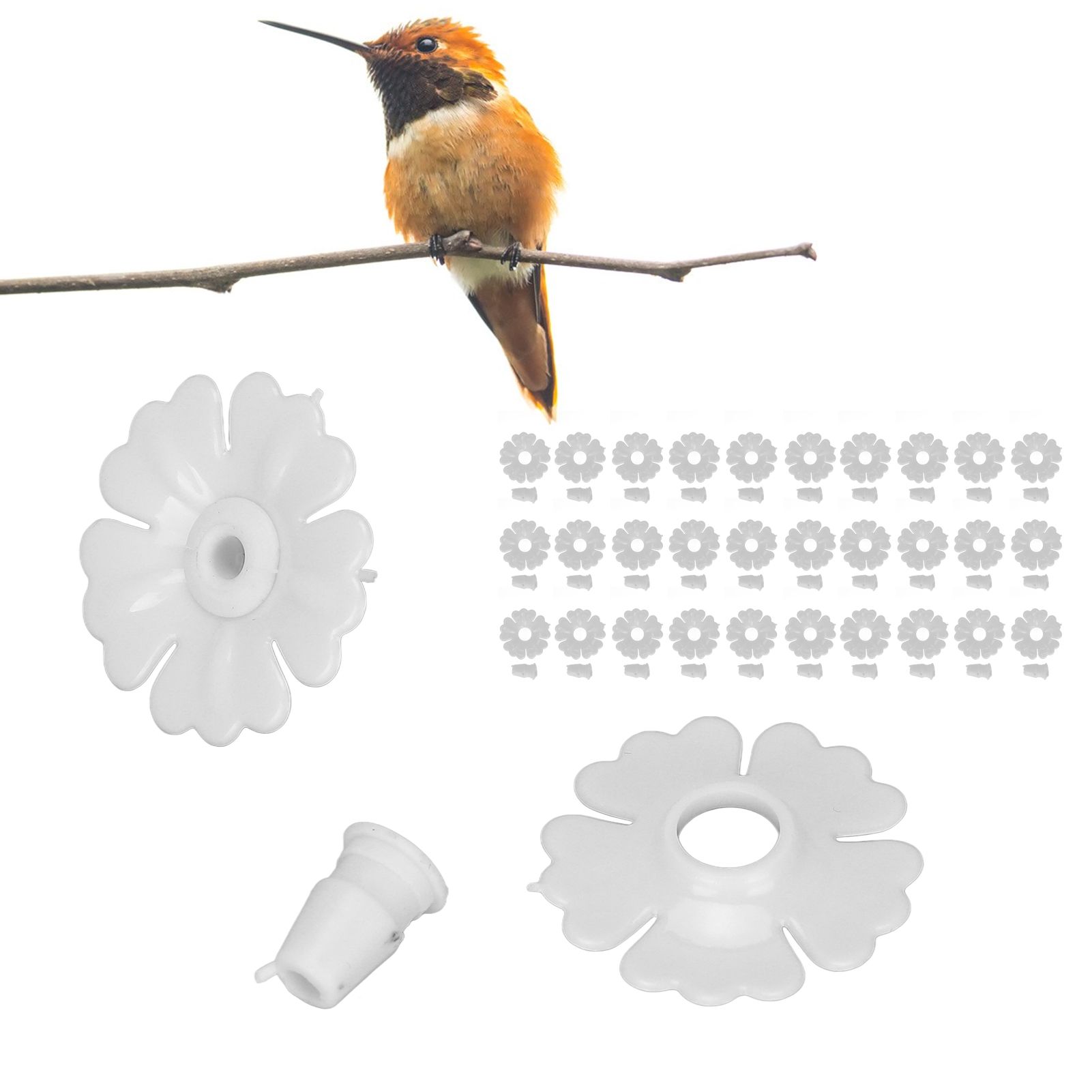 30 Set Hummingbird Feeder Flowers Hanging Bird Feeding Ports Replacement Parts view 12