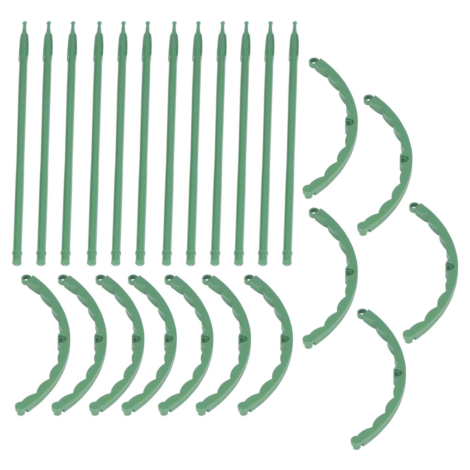 12 Sets Plant Support Stakes with Half Round Support Ring Plastic Garden Tool