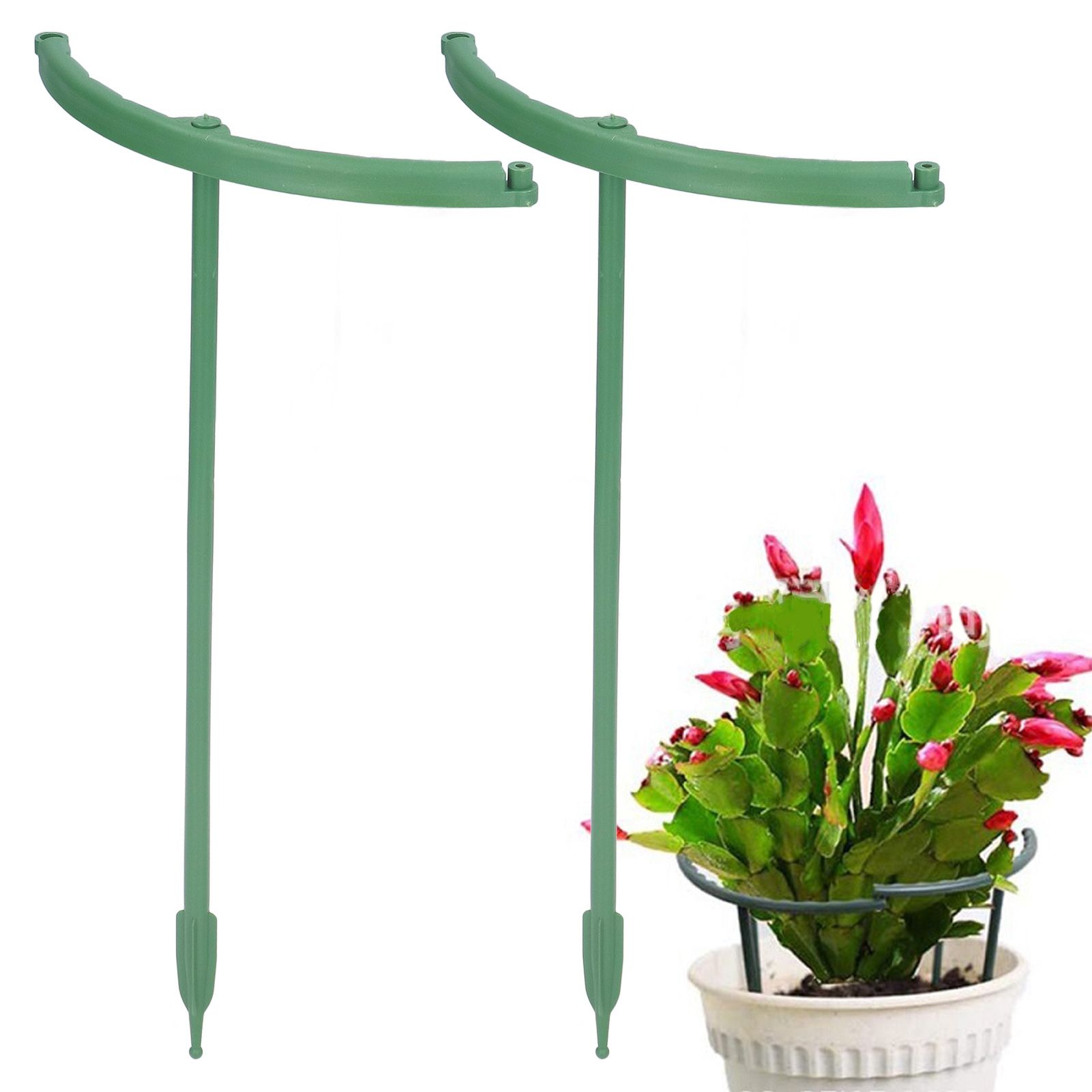 12 Sets Plant Support Stakes with Half Round Support Ring Plastic Garden Tool view 11