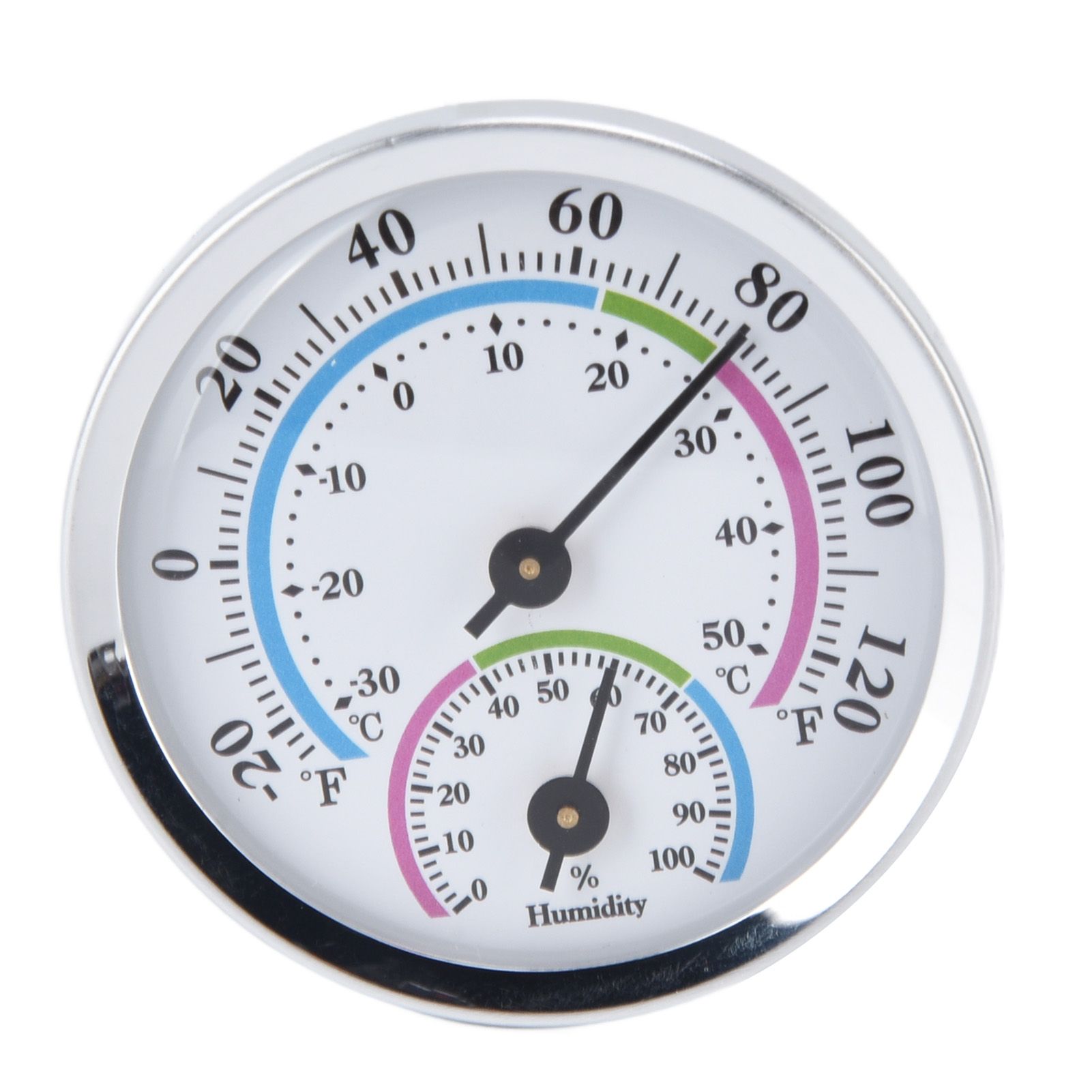 Mini Indoor Thermometer Hygrometer 2 in 1 Compact Structure Clear Scale Silver