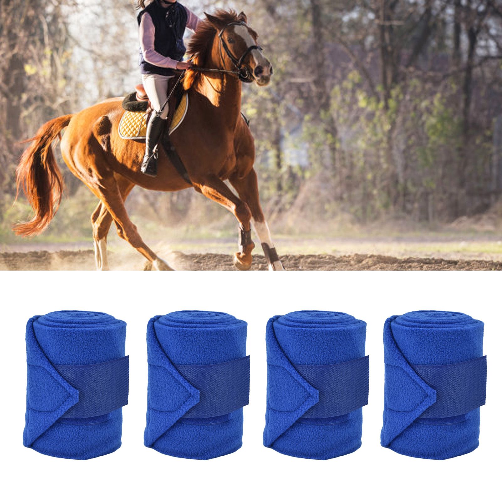 4Pcs Horse Leg Warp Hoop and Loop Fastener Guard Soft Polyester Set Kit for view 11