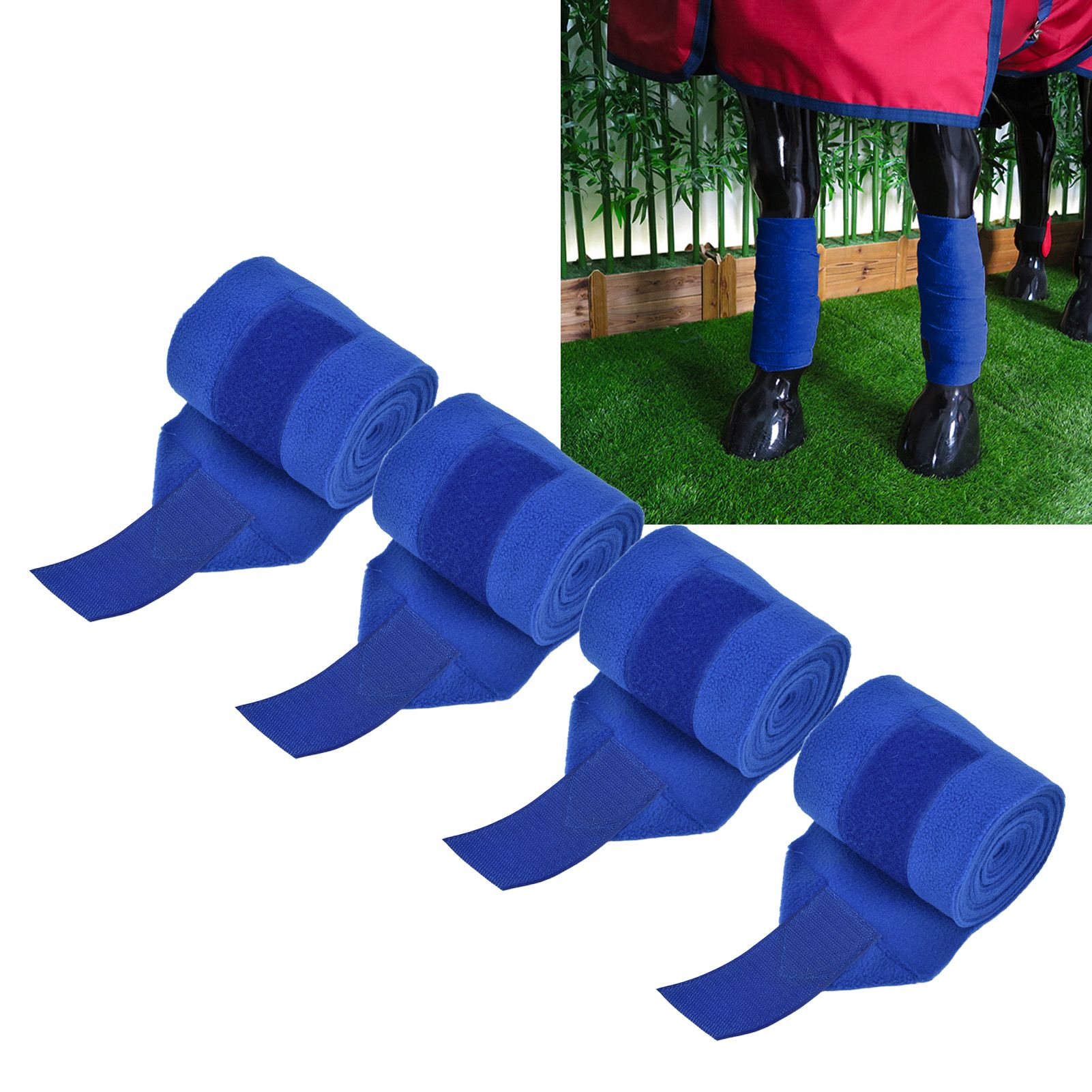 4Pcs Horse Leg Warp Hoop and Loop Fastener Guard Soft Polyester Set Kit for view 12