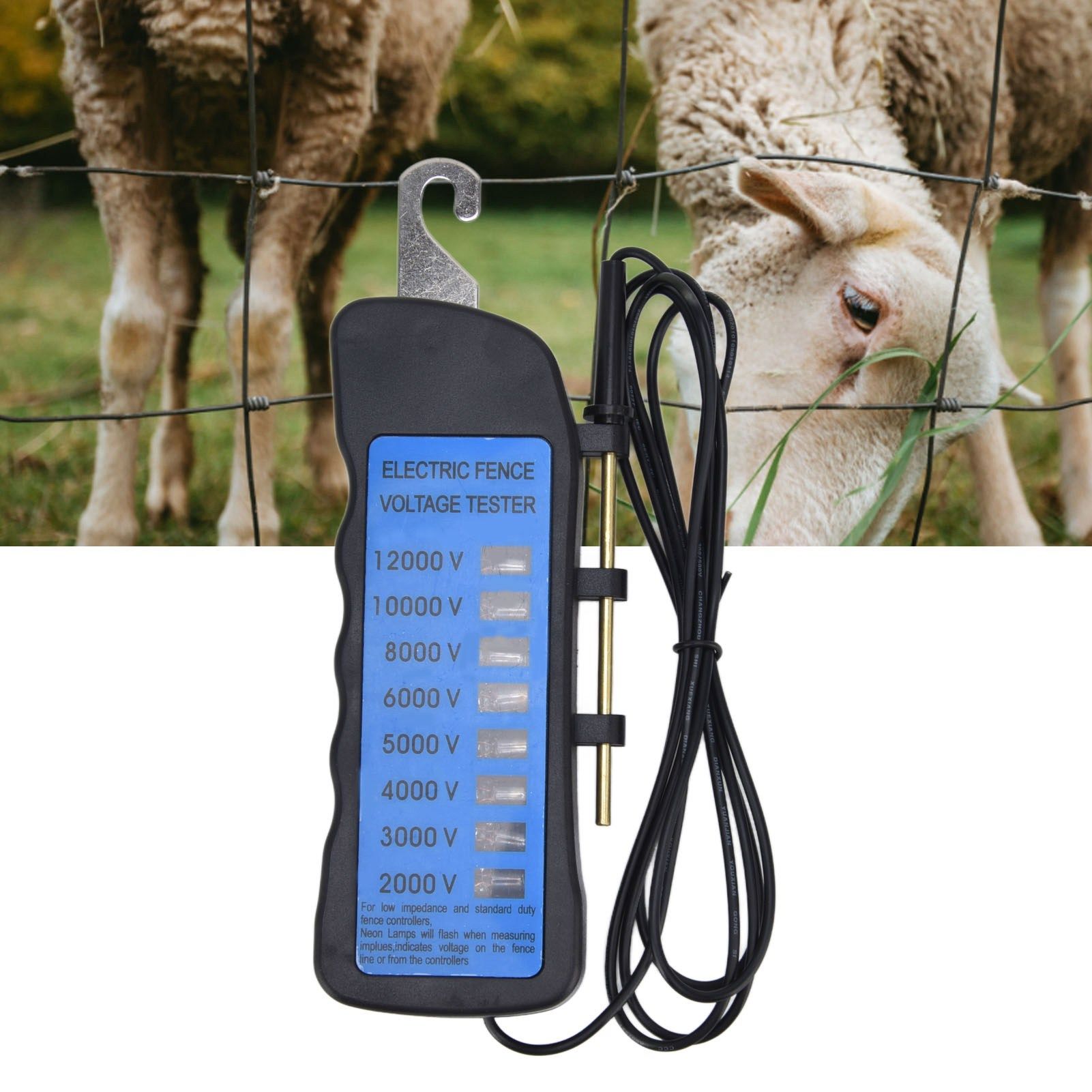 12KV Neon Fence Voltage Tester 2000 to 12000V 8 Neon Indicator Lights view 12