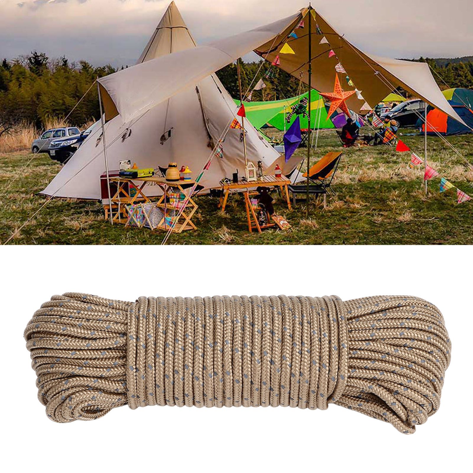 20m Camping Cord 3.5mm Diameter Reflective Tent Rope Camping High Strength view 11