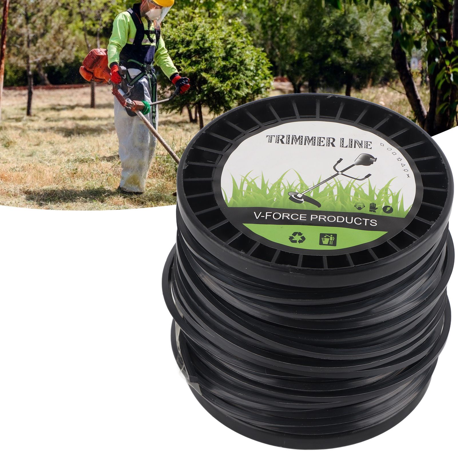 3.3mm String Trimmer Line High Cutting Efficiency Low Noise Quadrate Black view 12