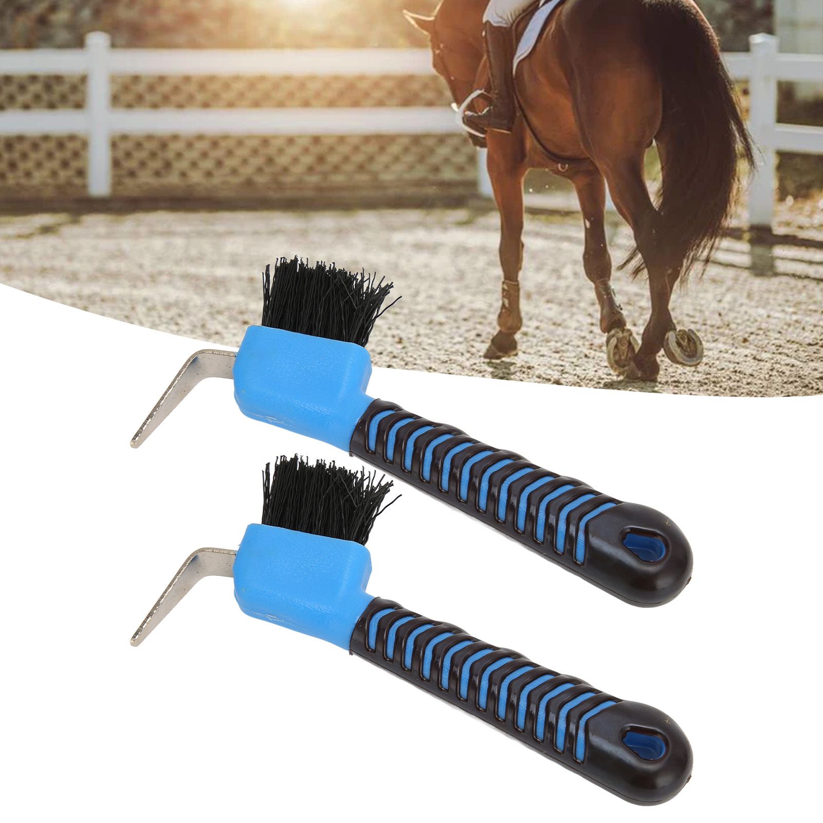 2Pcs Horse Hoof Pick Brushes Horse Hoof Cleaning Tool with Soft Touch Rubber view 11