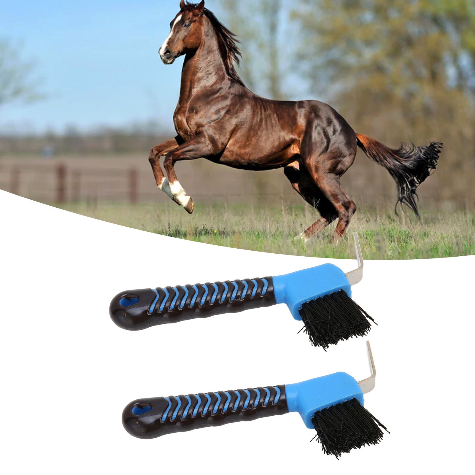 2Pcs Horse Hoof Pick Brushes Horse Hoof Cleaning Tool with Soft Touch Rubber view 12