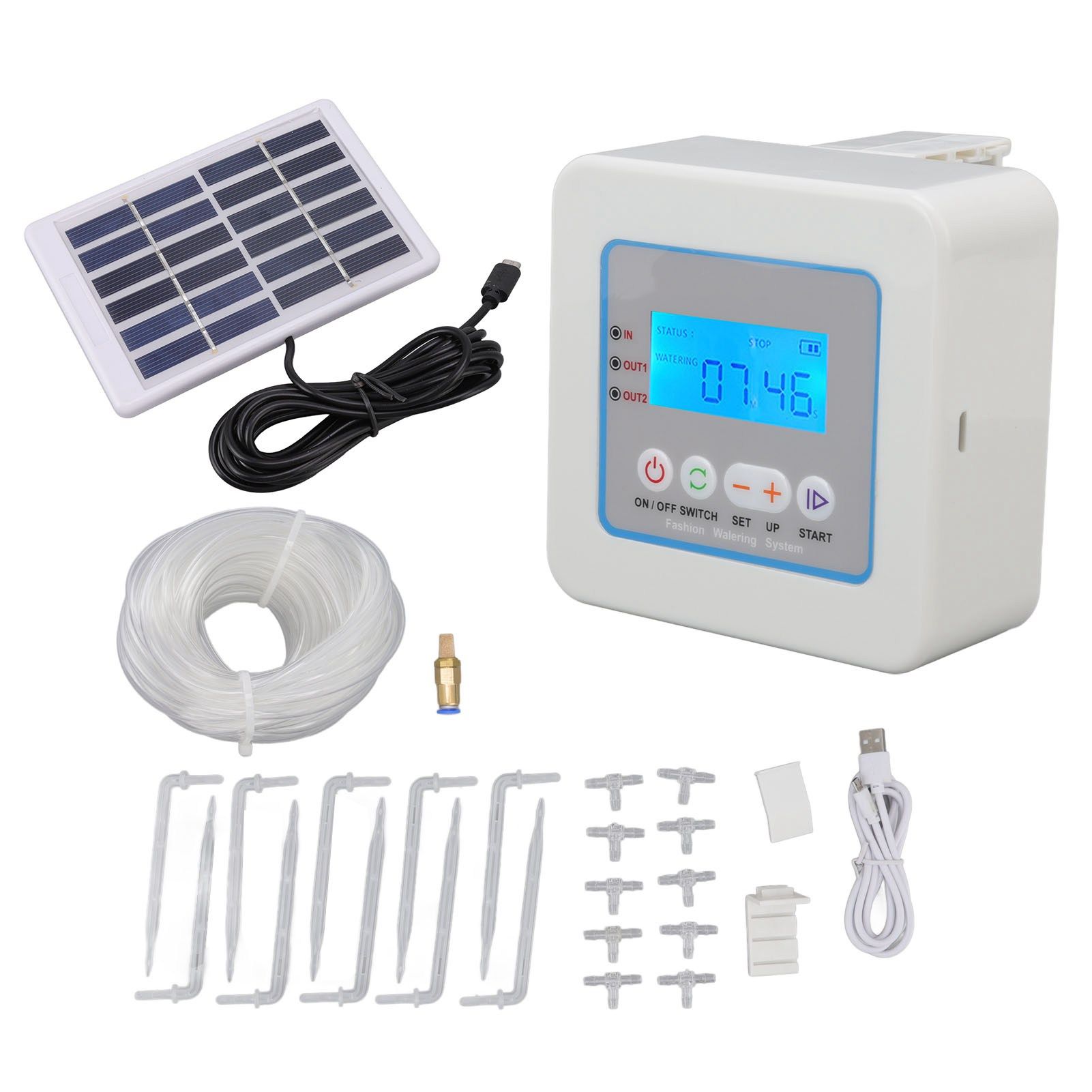 Micro Automatic Drip Irrigation Kit Programmable Timer Solar Multi Function
